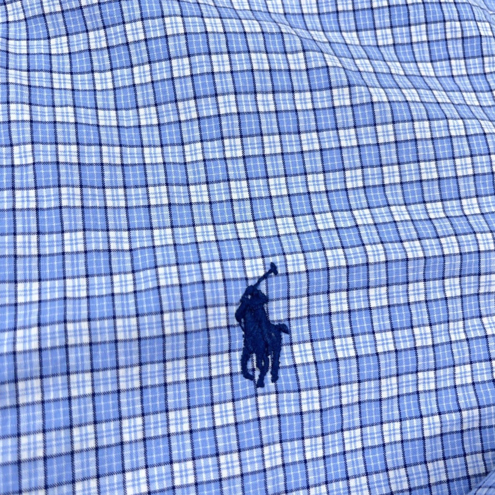 Ralph Lauren Ralph Lauren Shirt Men Blue White Plaid Button-Up Dress Poplin Pony Size 42R - 4 Thumbnail