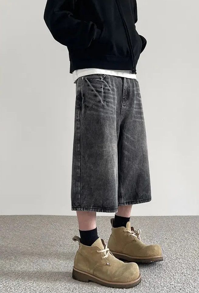 Japanese Brand × Jean Lightning Crack Baggy Denim Shorts Size US 30 / EU 46 - 1 Thumbnail