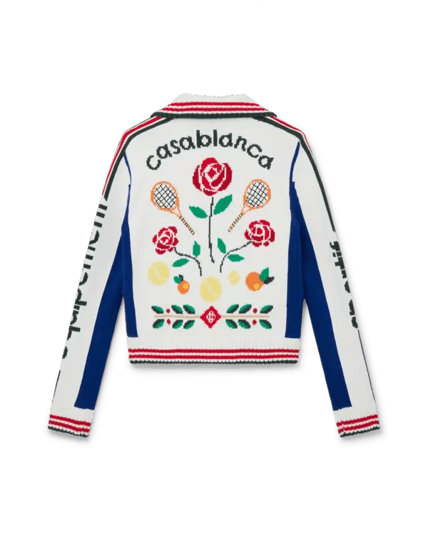 Casablanca o1mle0326 Casablanca Laurel Intarsia Knit Jacket Multicolor Size US XXL / EU 58 / 5 - 2 Thumbnail