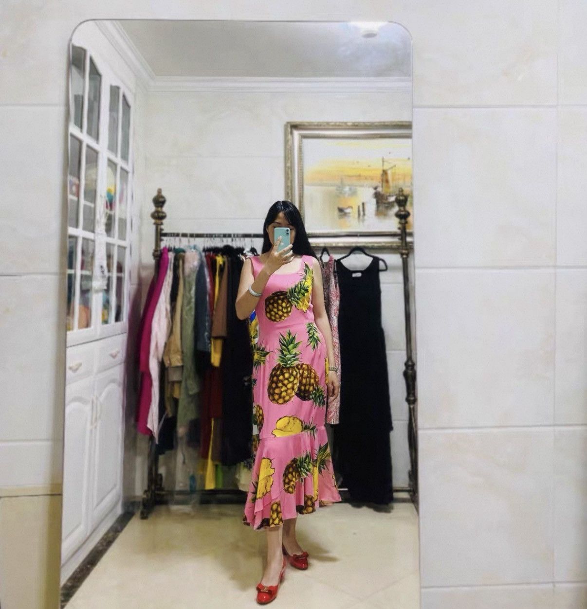 Dolce & Gabbana Dolce Gabbana Pink Pineapple Mermaid Silk Dress Size M / US 6-8 / IT 42-44 - 6 Thumbnail