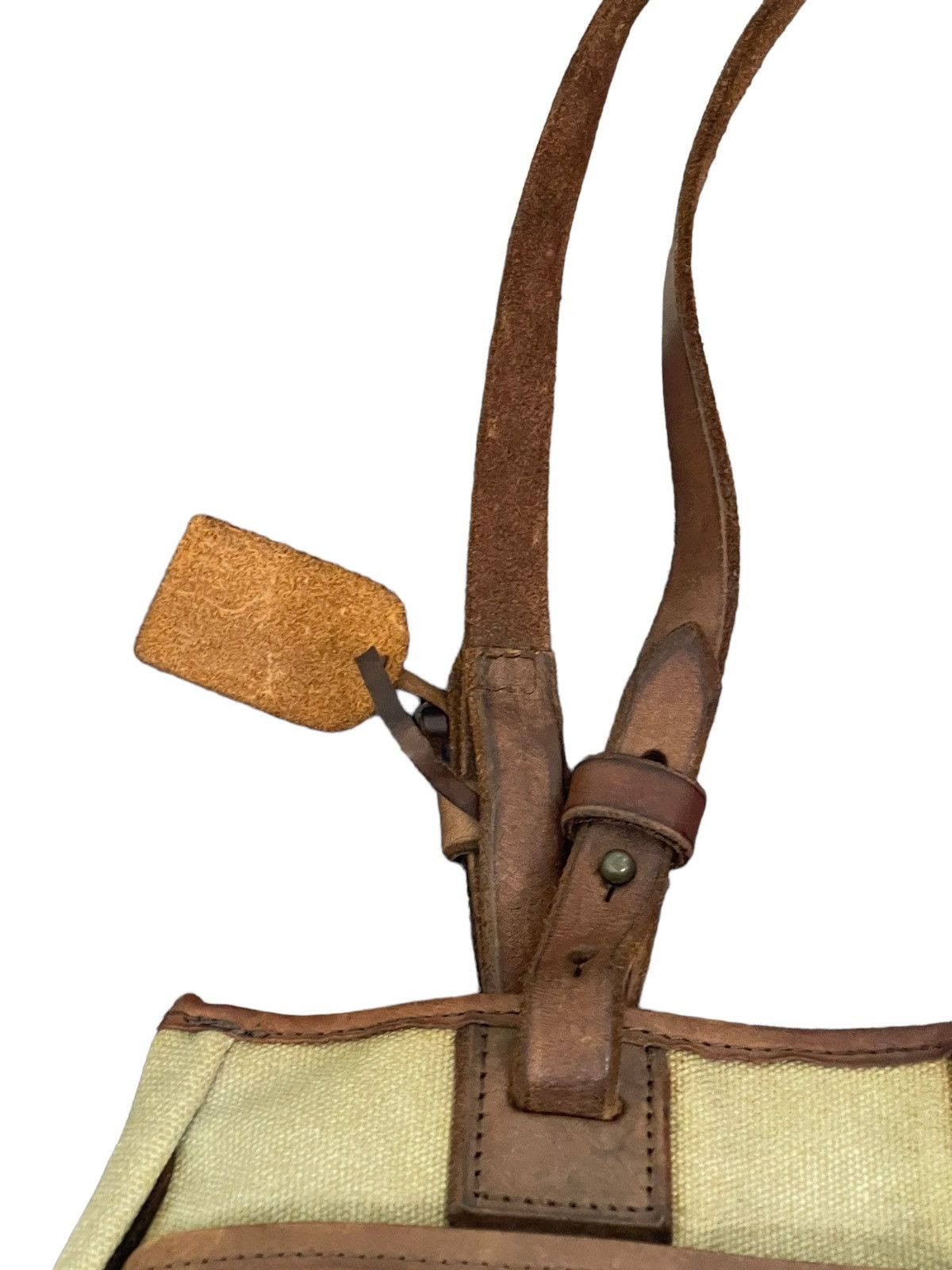 Japanese Brand Leather Cotton Canvas Paquet Shoulder Bag 4🟩 Size ONE SIZE - 20 Thumbnail