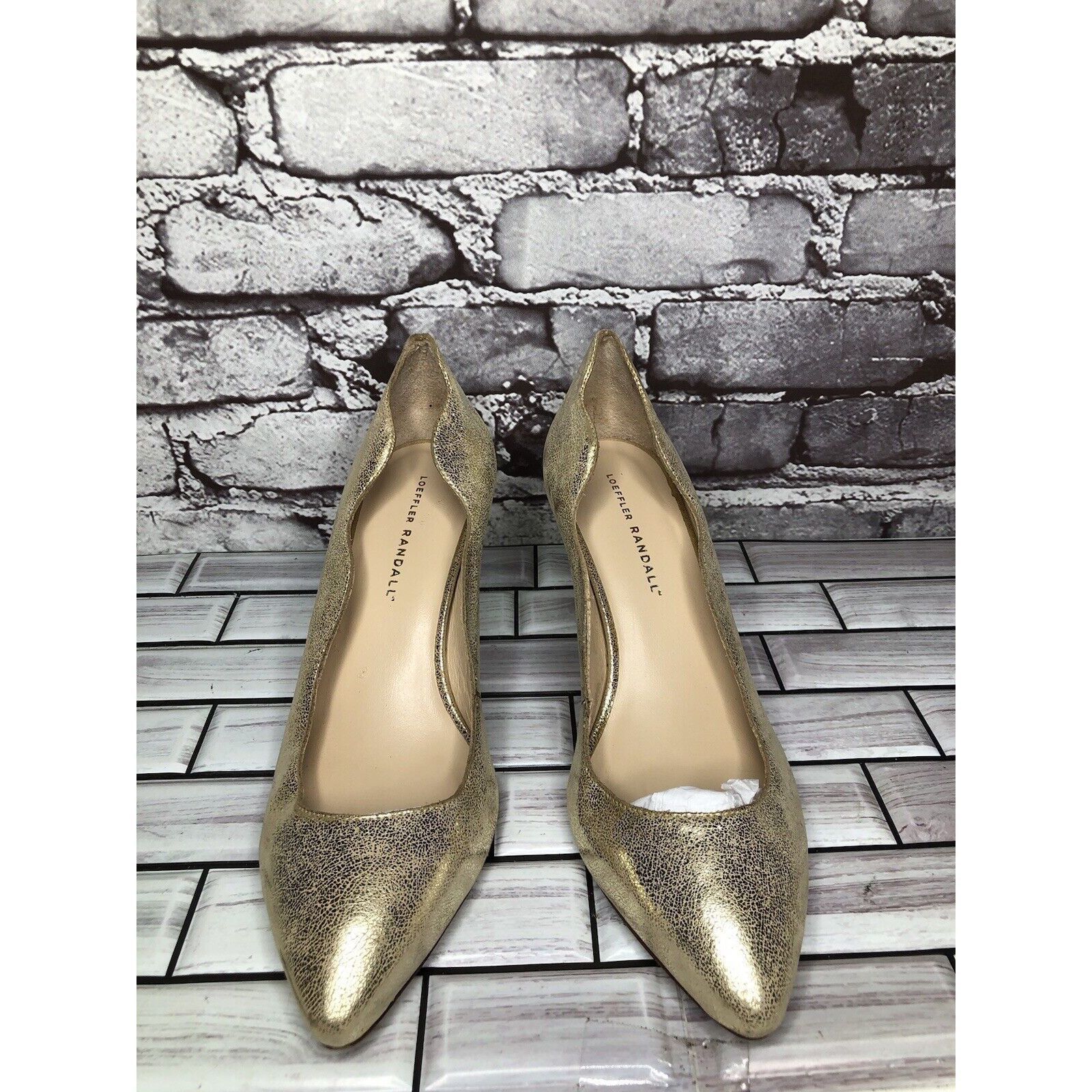 Loeffler Randall Loeffler Randall Gold Leather Shimmer Pointed Toe High Heels Size US 9 / IT 39 - 17 Thumbnail