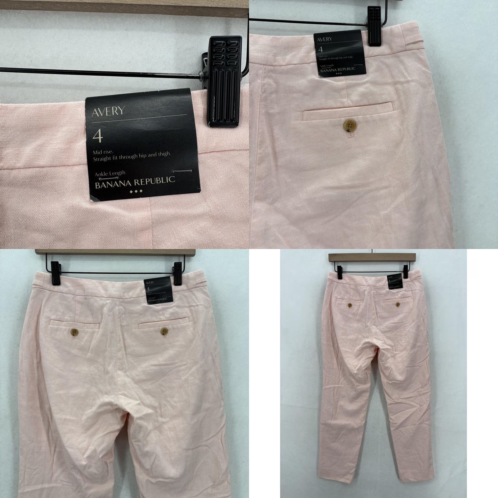 Banana Republic Banana Republic Pants Womens 4 Pink Linen Mid Rise Straight Ankle Stretch Size 27" / US 4 / IT 40 - 9 Thumbnail