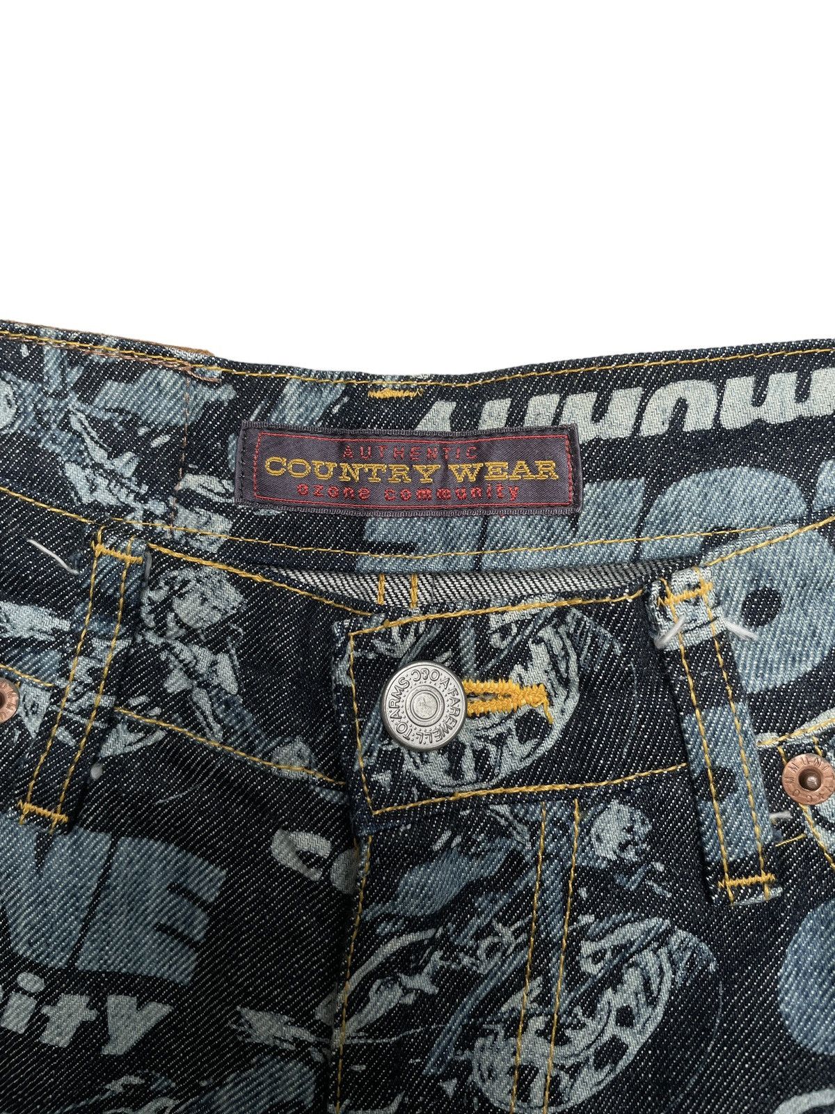 If Six Was Nine × Japanese Brand × Le Grande Bleu (L.G.B.) Very Rare Vintage Brand Ozone Full Print Flared Jeans 1990s Size US 26 / EU 42 - 12 Thumbnail