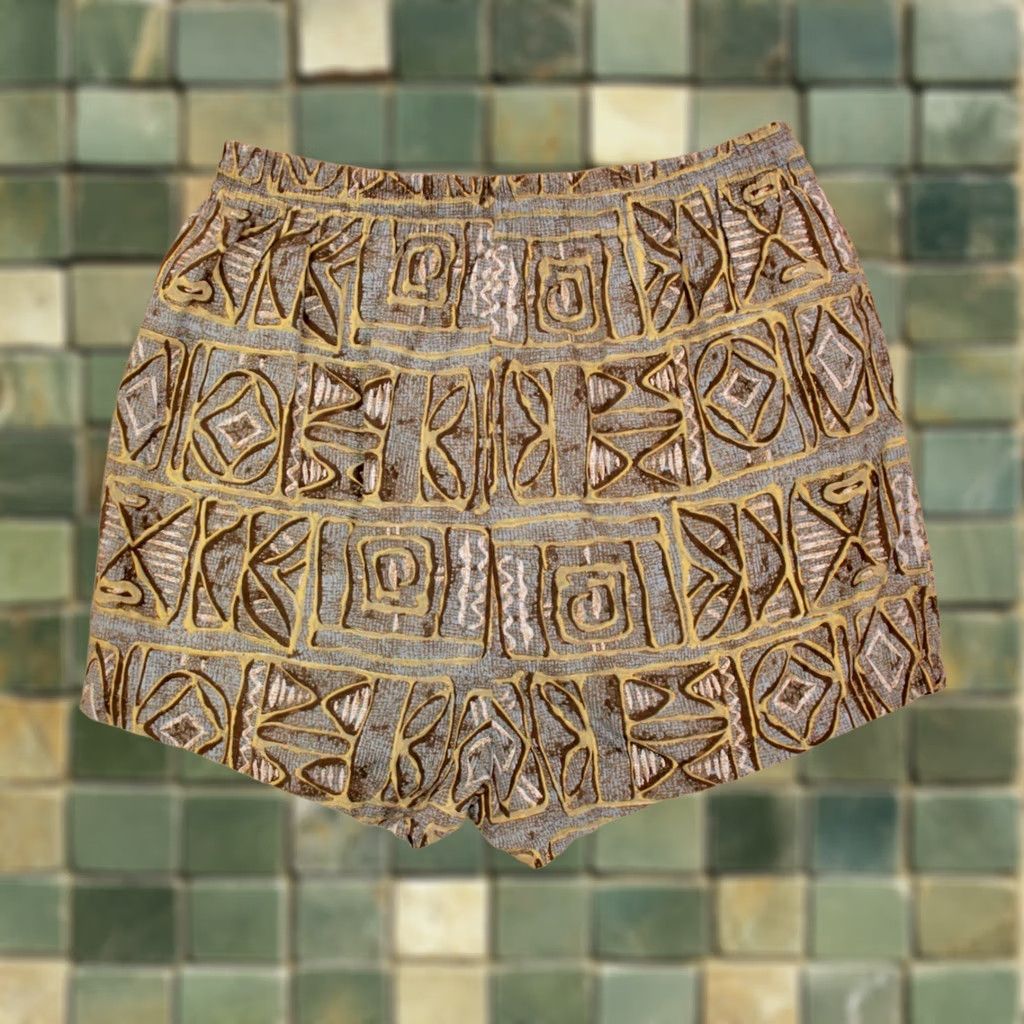 Vintage Mens VTG 1950s Green & Blue Hawaiian Print Swimming Trunks Sz S 50s Shorts Size US 29 - 1 Thumbnail