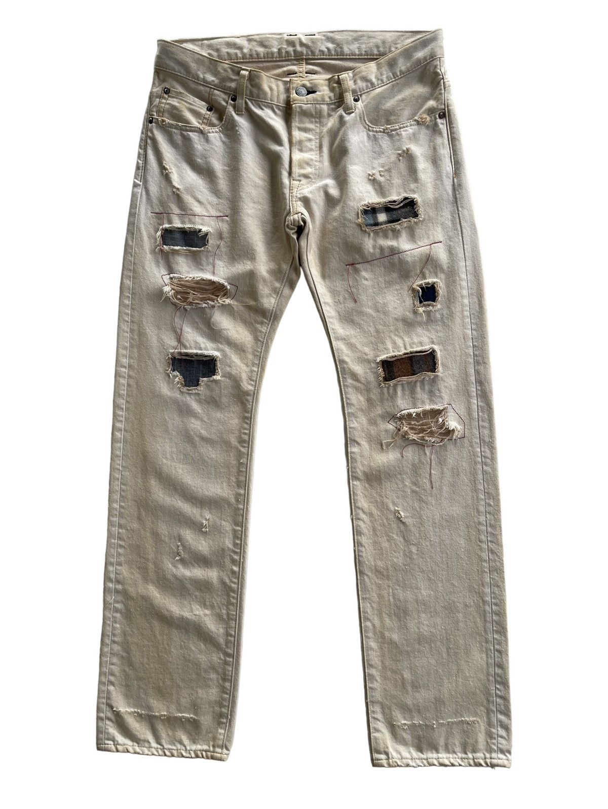 TMT TMT Japan Distressed Dirty Patchwork Pattern Denim Size US 34 / EU 50 - 1 Thumbnail