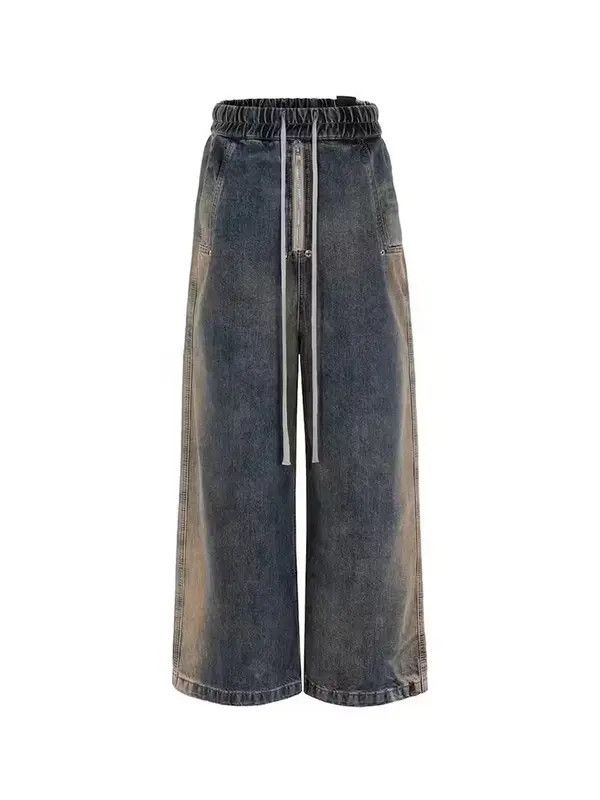 Japanese Brand VIBE Retro wash gradient drawstring work wide leg jeans Size US 34 / EU 50 - 6 Thumbnail