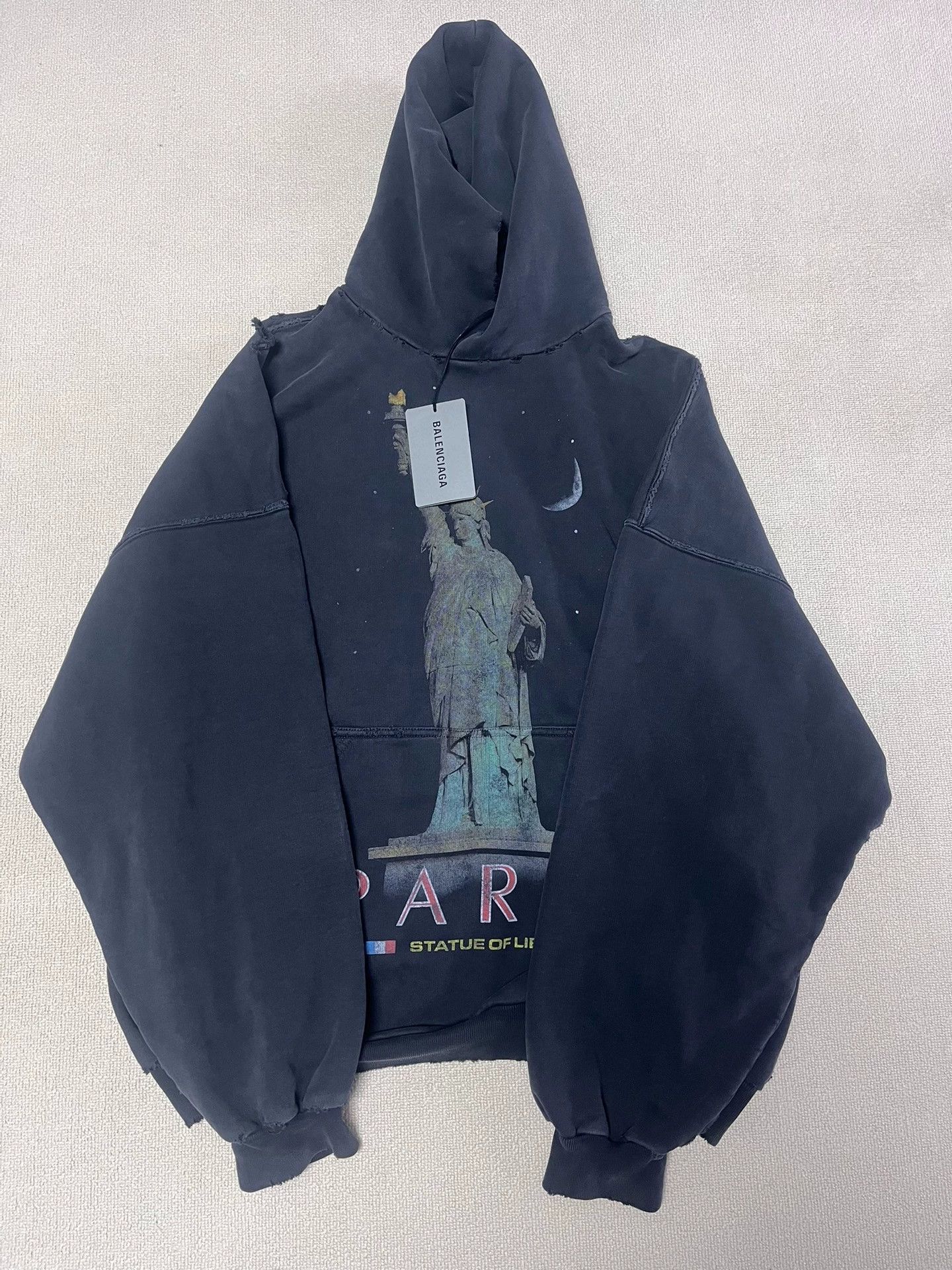 トップス BALENCIAGA Liberty Distressed Hopdie L Balenciaga Paris Liberty distressed fleece hoodie Balenciaga
