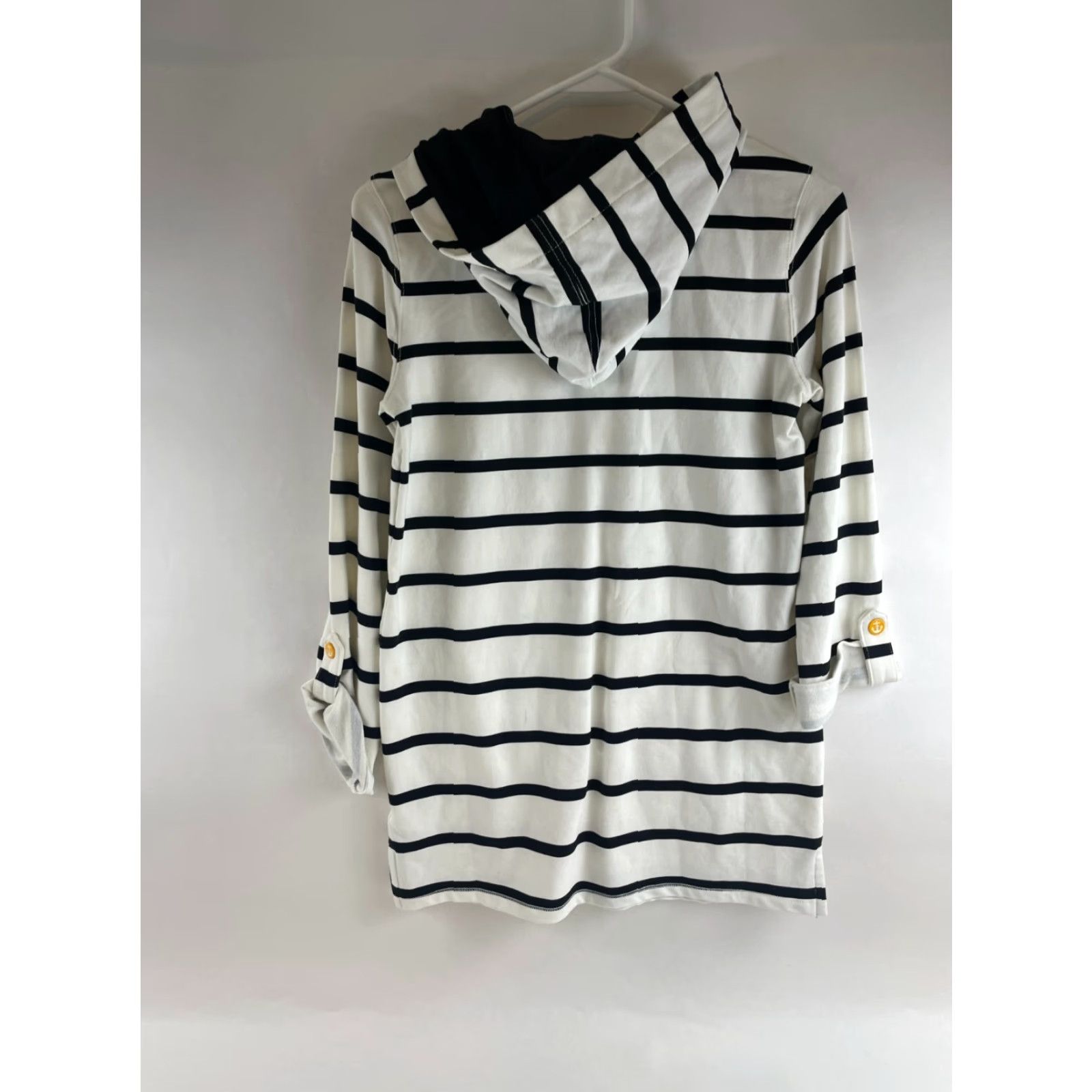 Vintage Susan Graver Sweatshirt Women's Size XXS Black Cream Stripe Hoodie Anchor Print Size XXS / US 00 / IT 34 - 2 Thumbnail