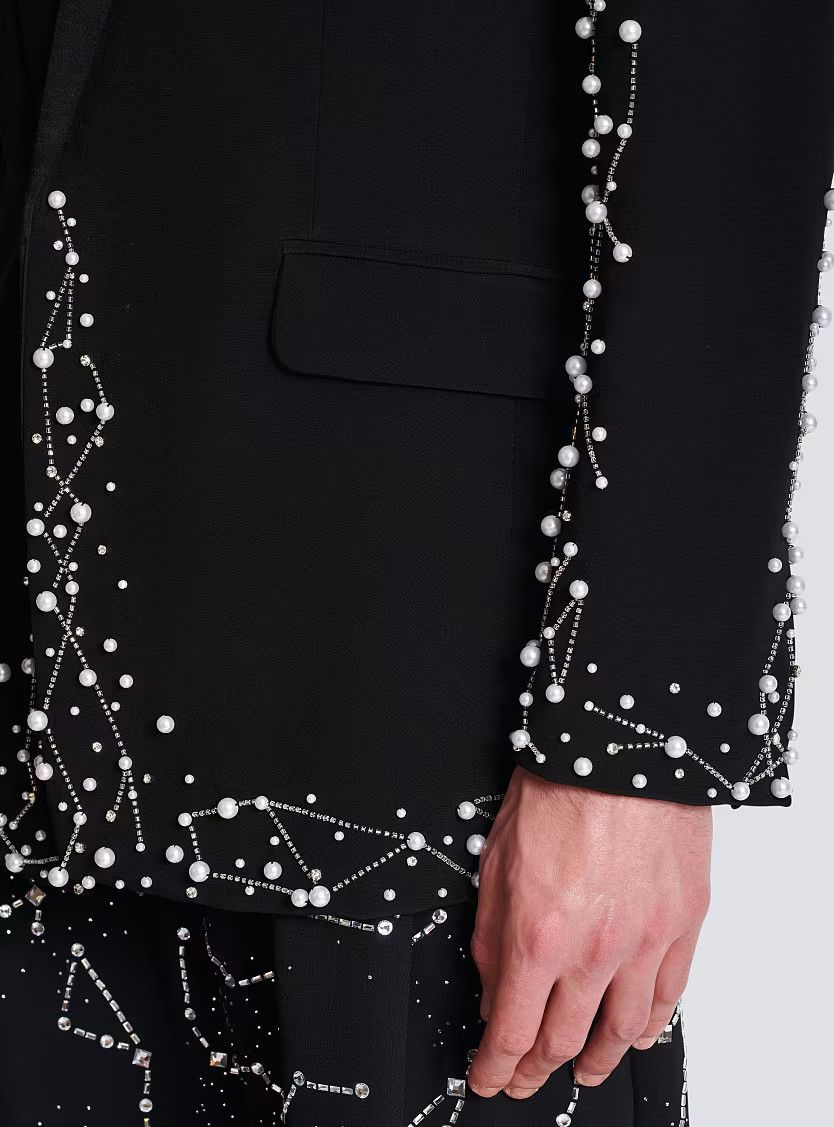 Balmain o1s1wg110126 1 Button Jacket With Embroidery in Black Size US L / EU 52-54 / 3 - 5 Thumbnail