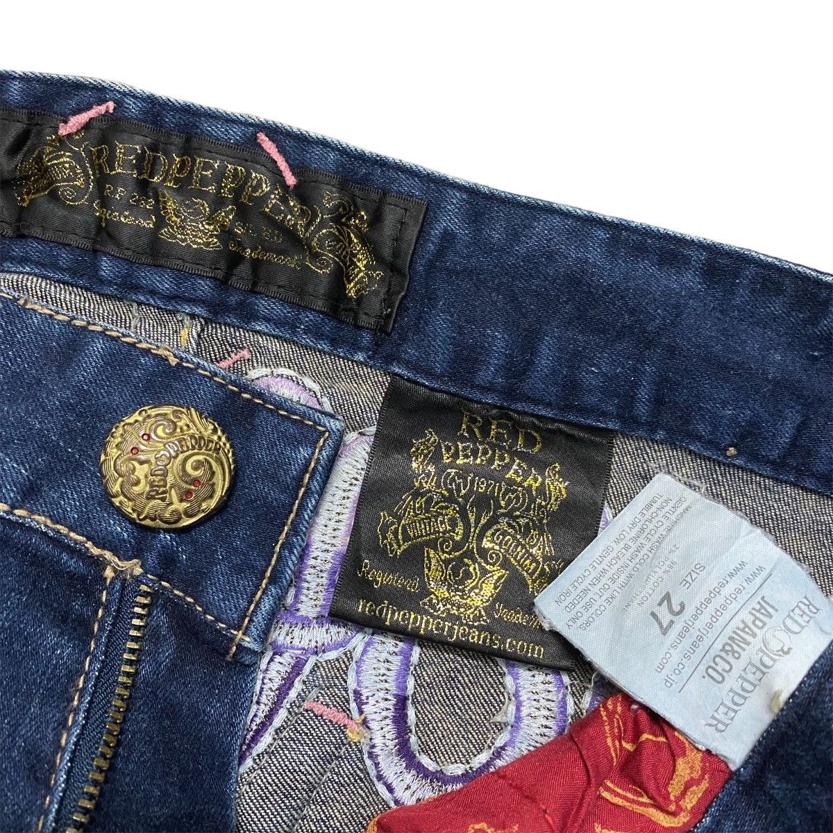 If Six Was Nine Red Pepper Skull Womens Jeans Size 27" / US 4 / IT 40 - 5 Thumbnail