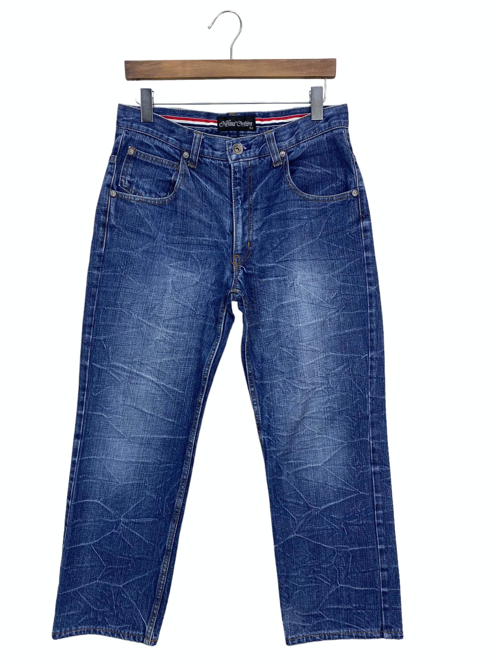 Japanese Brand Nylaus Distressed Buckle Back Denim Goth Punk Jeans Size US 31 - 2 Thumbnail