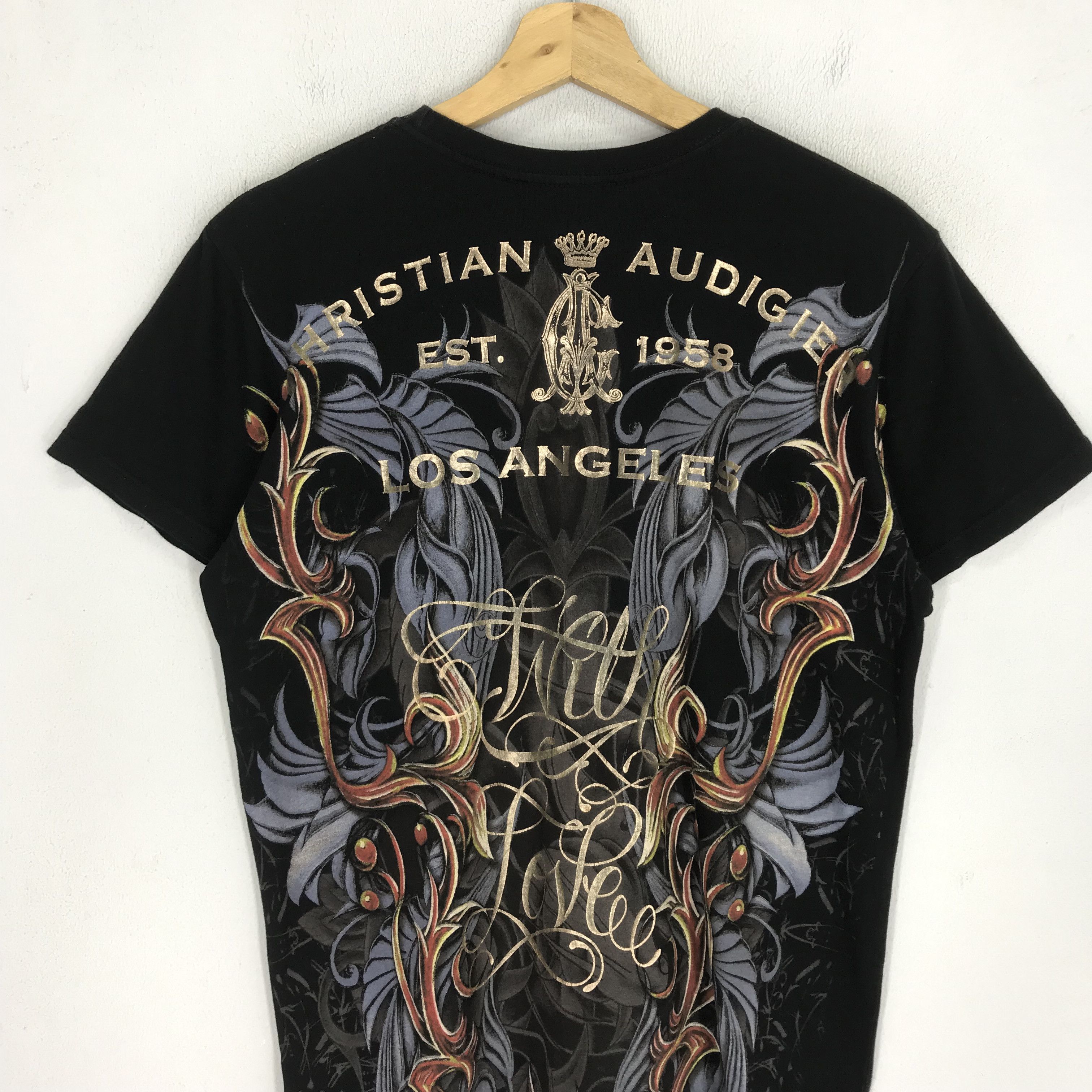 Christian Audigier × Ed Hardy × Vintage Vintage Christian Audigier Los Angeles USA Designer T Shirt Size US S / EU 44-46 / 1 - 4 Thumbnail