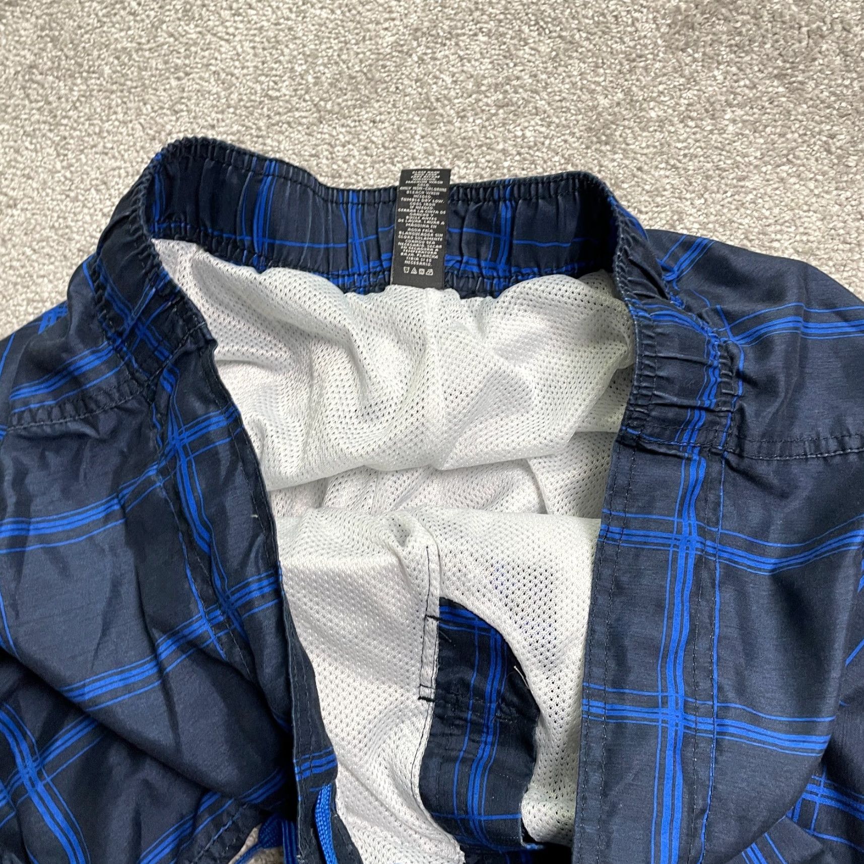 Ocean Pacific Ocean Pacific Water Shorts Mens Large Blue Black Check Drawstring Swim Trunks Size US 33 - 4 Thumbnail