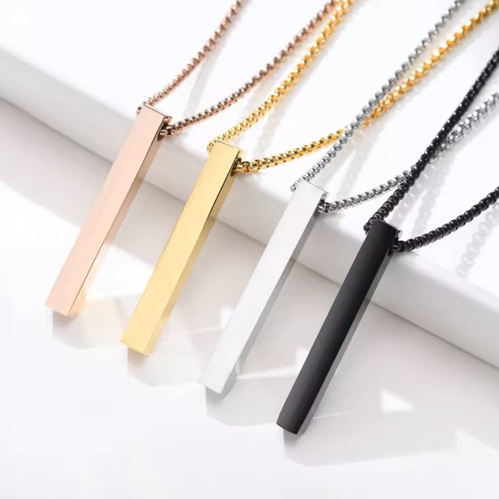 Other Men’s Stainless Steel Bar Chain Necklace Silver and Black Size ONE SIZE - 1 Thumbnail