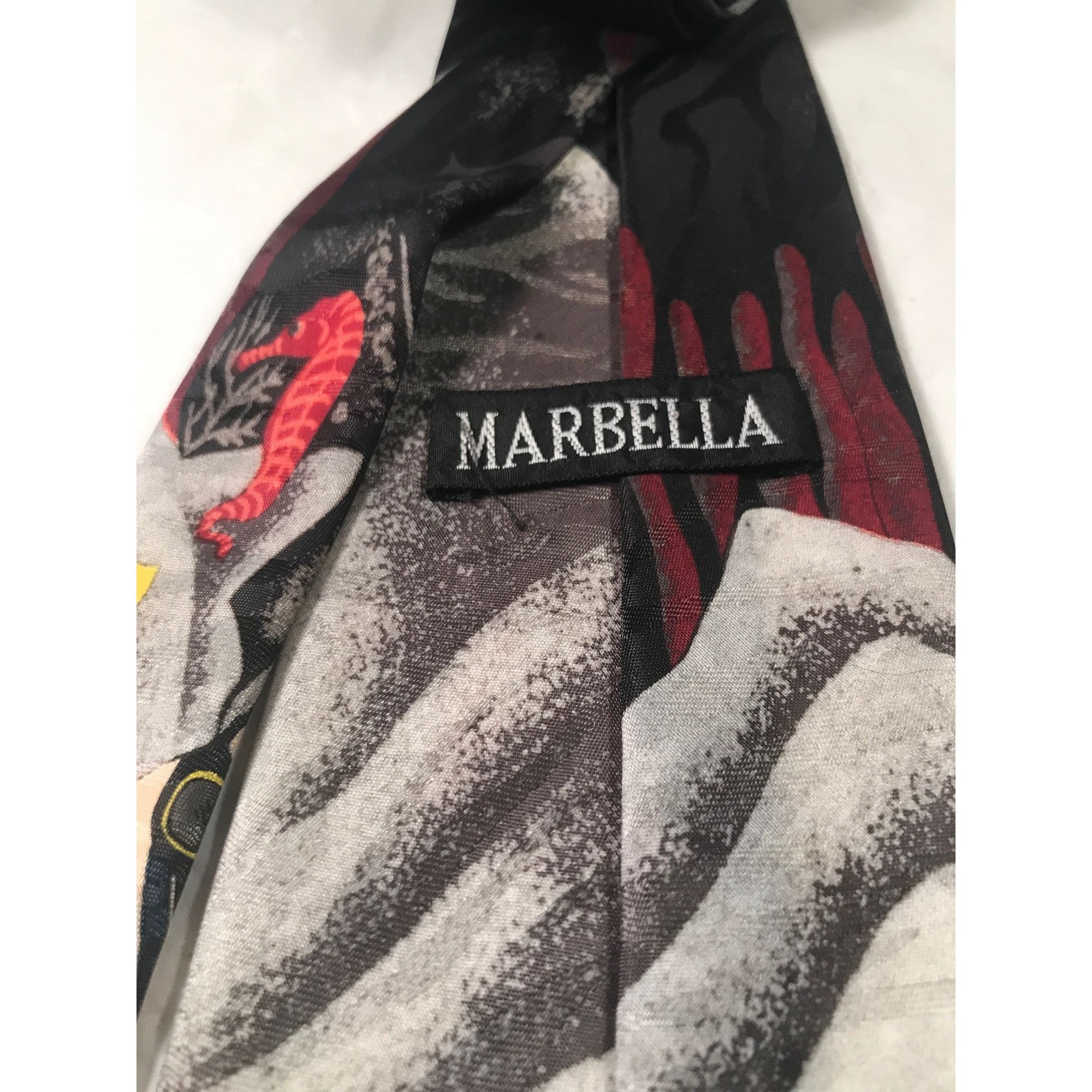 Vintage Vintage Marbella Men’s Black Silk Scuba Diver Neck Tie Size ONE SIZE - 2 Thumbnail