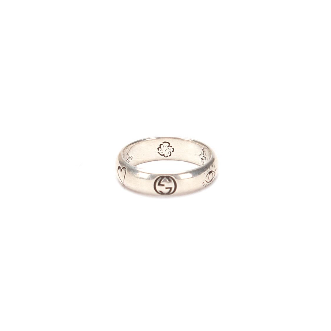 image of Gucci Silver Blind For Love Ring, Women's