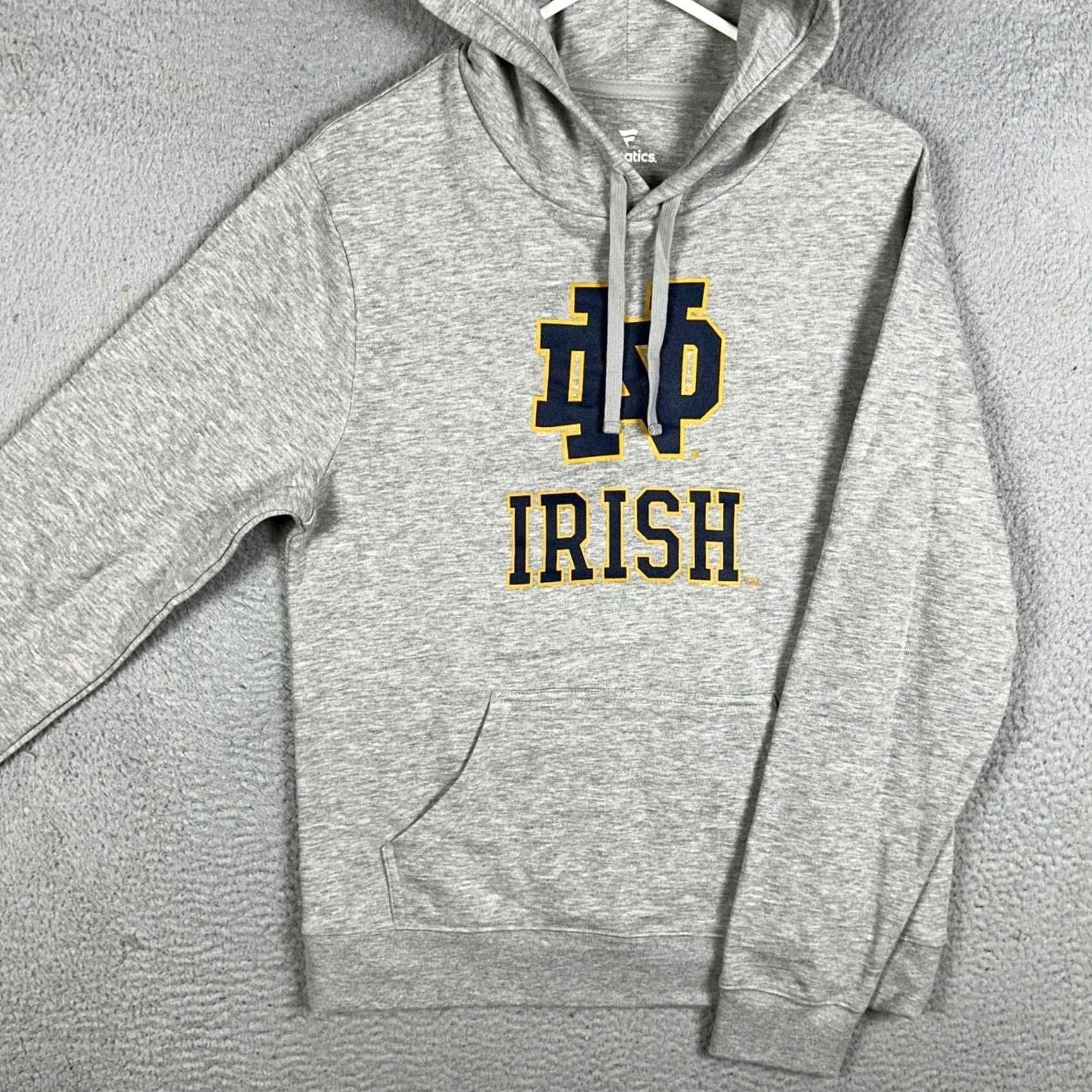 Vintage Fanatics Notre Dame Fighting Irish Hoodie Mens M Grey Sweatshirt Drawstring Pullover Hooded Pockets Knitted Cotton Polyester Size US M / EU 48-50 / 2 - 2 Thumbnail