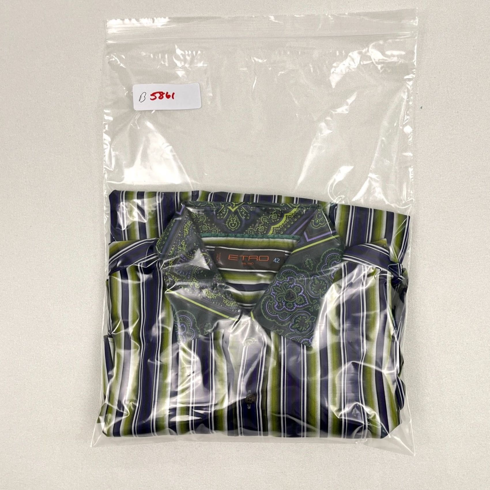 Etro ETRO Milano Shirt Mens Size 42 Multi Striped Contrast Paisley Collar Preppy LS - Pre-Owned Business - Color Multicolor Size US XL / EU 56 / 4 - 8 Thumbnail