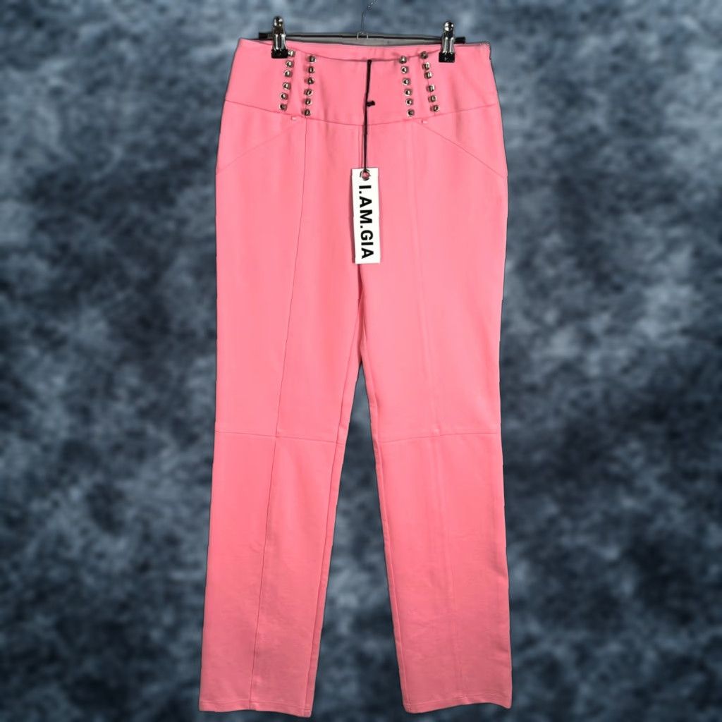 I.AM.GIA I.AM.GIA Pink High-Waisted Straight-Leg Pants Womens M Pink Size 28" / US 6 / IT 42 - 1 Thumbnail