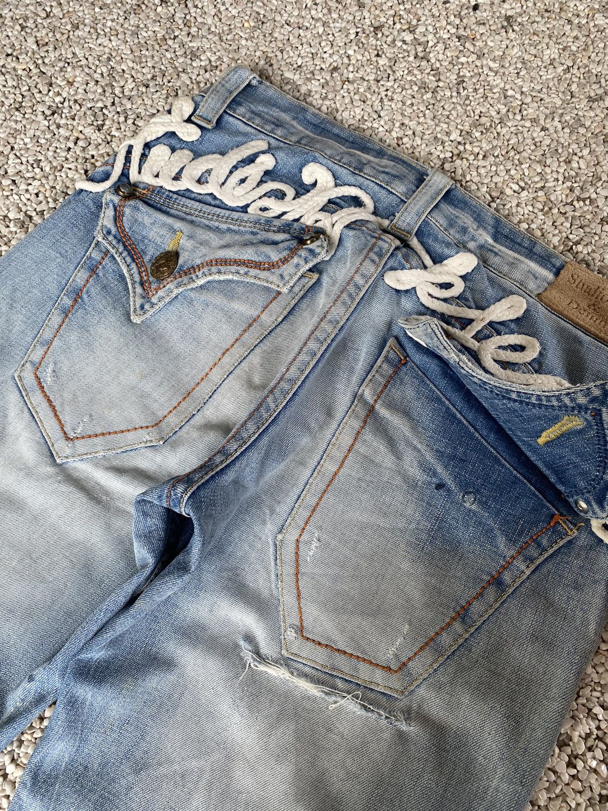 If Six Was Nine 🔥FLARED JEANS STUDIO R.P DENIM DISTRESSED JEANS AVANT GARDE Size US 33 - 9 Thumbnail