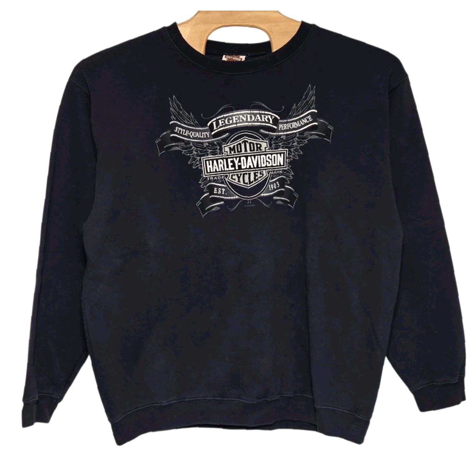 Harley Davidson Harley-Davidson Sweatshirt Logo Men XL Navy Blue Double Sided y2k Size US XL / EU 56 / 4 - 2 Thumbnail