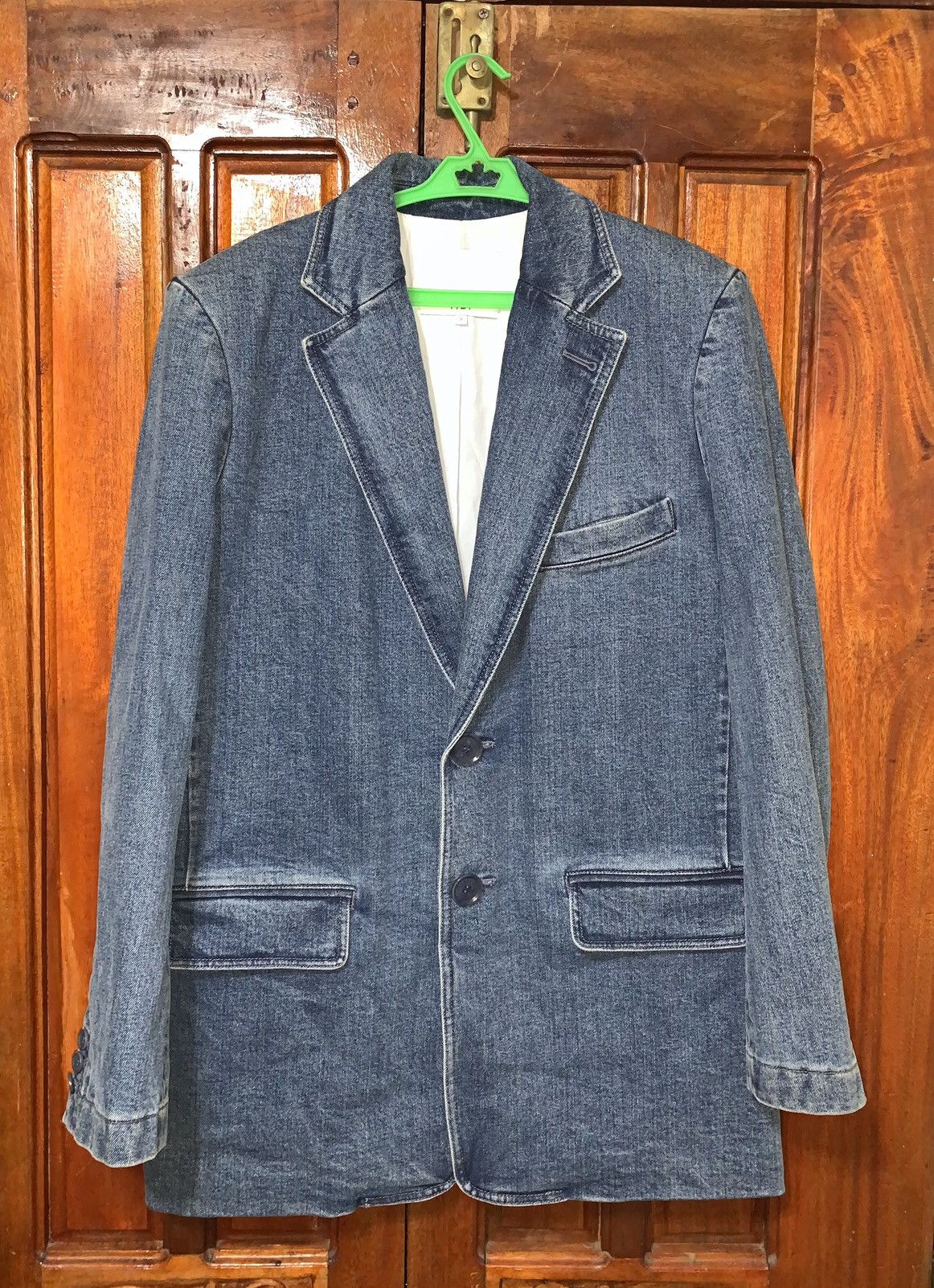 image of Tibi Oversized Denim Blazer in Blue, Women's (Size XS)