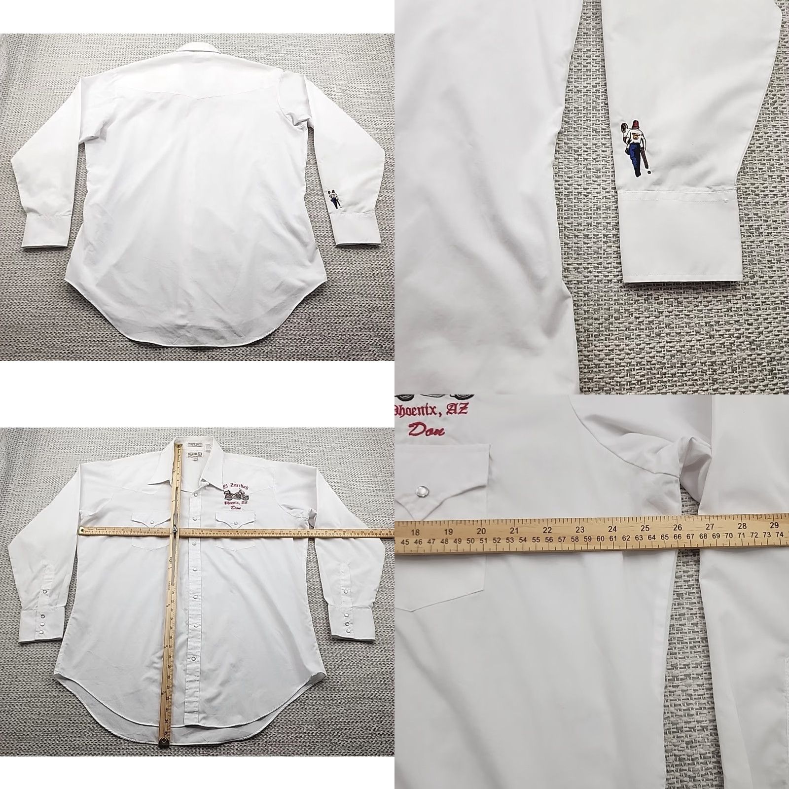 Vintage VINTAGE Sheplers Pearl Snap Shirt Mens 18 37 Tall Western Button-Up Long Sleeve White Cotton Blend 70s 80s 90s Cowboy Mens Size US XXL / EU 58 / 5 - 8 Thumbnail