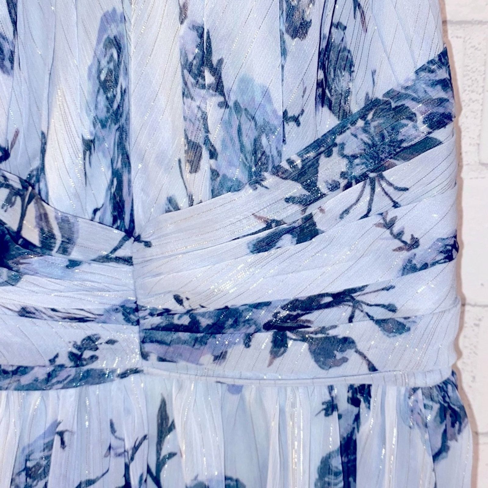 Marchesa Marchesa Notte $395 Carrara Blue Bridesmaid Floral Gown 6 Size M / US 6-8 / IT 42-44 - 6 Thumbnail