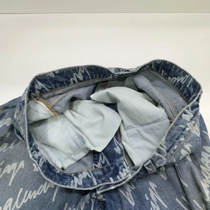 Balenciaga Balenciaga Balenciaga SS22 Logo Printed Loose Denim Pants Size US 27 - 7 Thumbnail