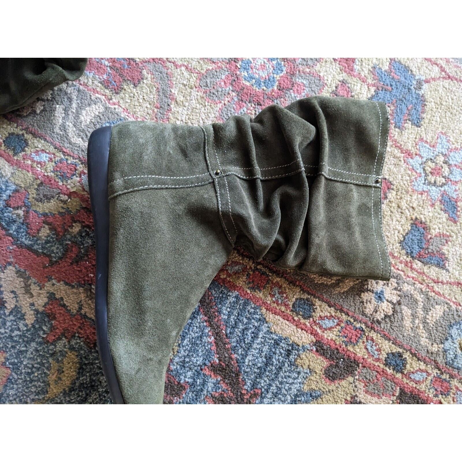 Bass Bass Suede Slouch Boots Green Elevated Flats 7 1/2 Matilda Size US 7.5 / IT 37.5 - 9 Thumbnail