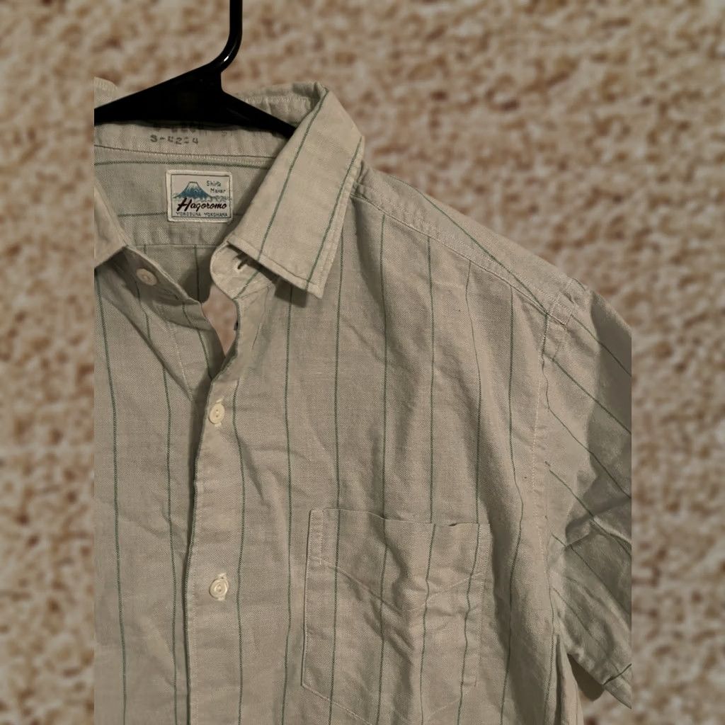 Vintage VINTAGE Hagoromo Japan Yokosuka Yokohama S/S Green Striped Shirt Men's S/M Size US S / EU 44-46 / 1 - 1 Thumbnail