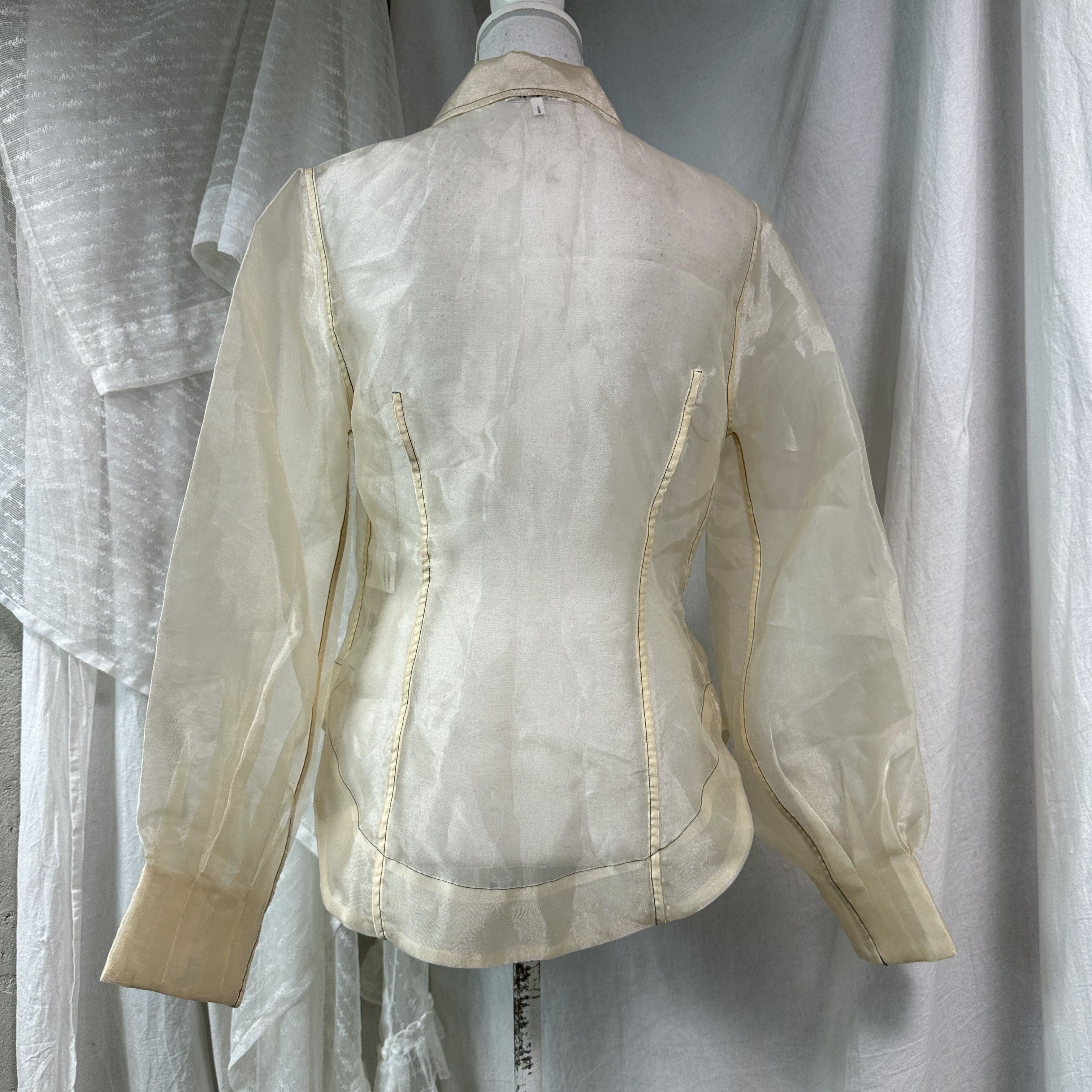 Ganni Vintage Ganni Sheer Oversize Nude Puffy Sleeves Shirt Y2K Size M / US 6-8 / IT 42-44 - 10 Thumbnail