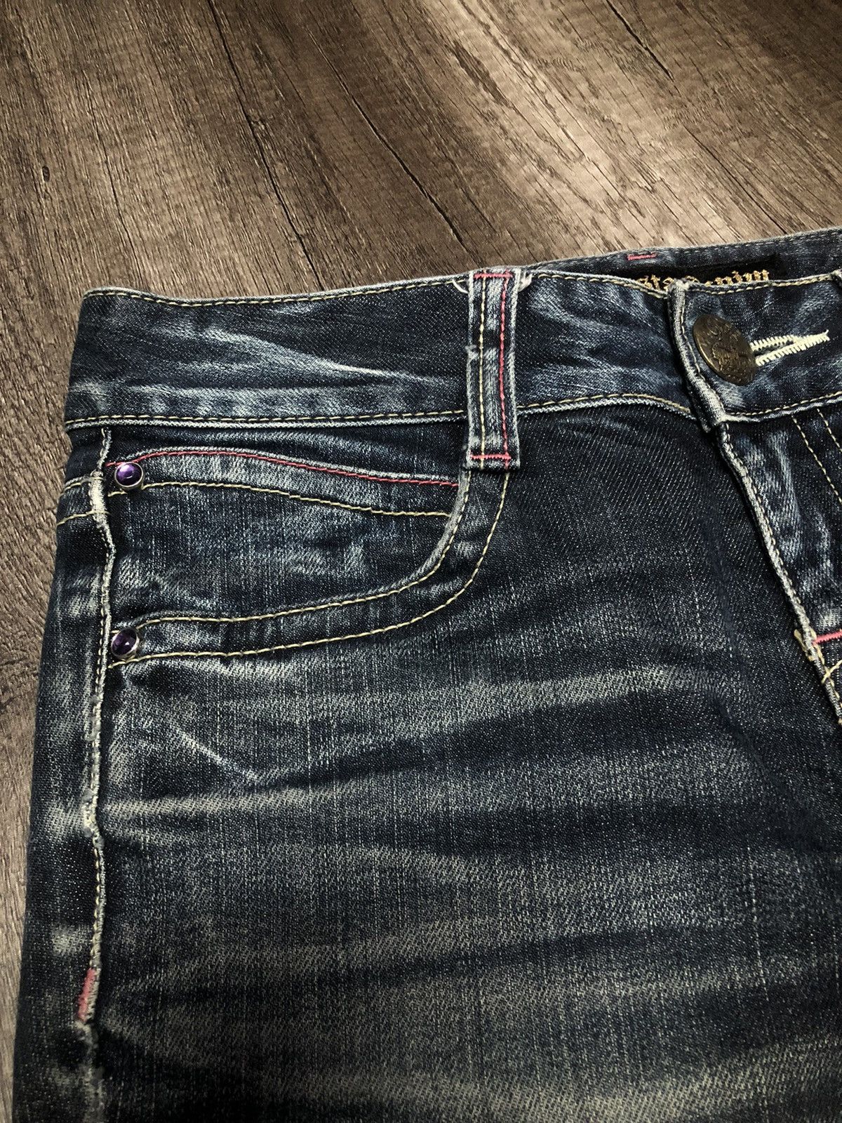 Japanese Brand Pasta Denim Jeans Flower Patch Size 29" - 8 Thumbnail