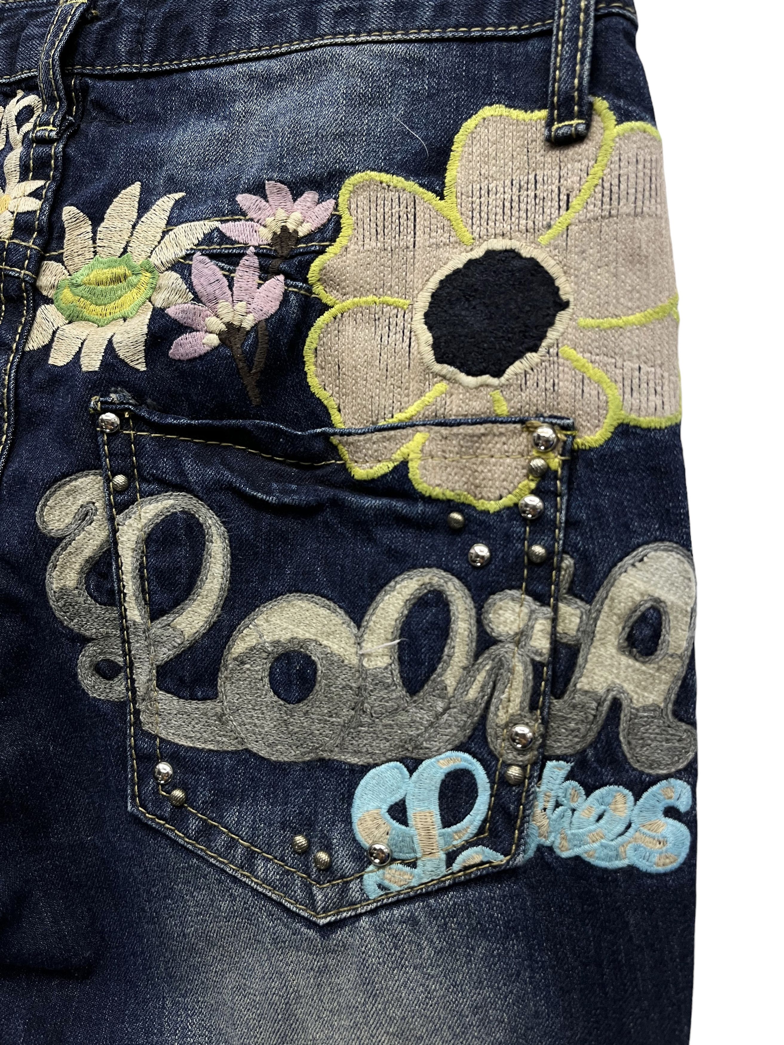 Vintage 🔥Vtg LOLITA CONCEPT CLUB Embroidery Skulls & Flowers Denim Size US 30 / EU 46 - 5 Thumbnail