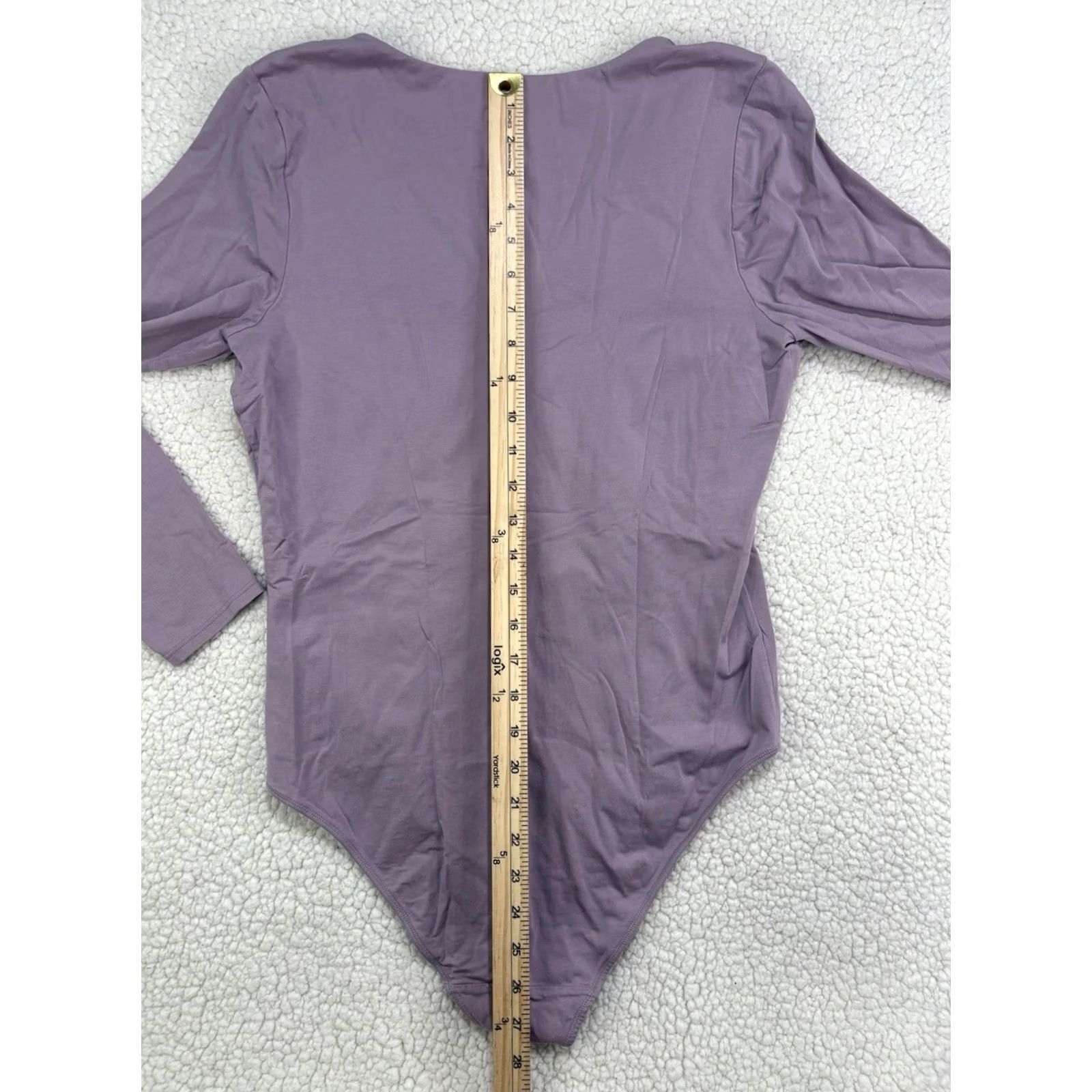 Everlane EVERLANE Long Sleeve V-Neck Bodysuits Womens XL Lavender White Soft Size XL / US 12-14 / IT 48-50 - 6 Thumbnail
