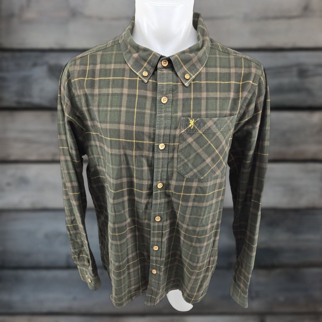 Vintage Browning Hunting Shirt Button-Down Plaid Green XL Mens Button Up Collared Long Sleeve Size US XL / EU 56 / 4 - 1 Thumbnail