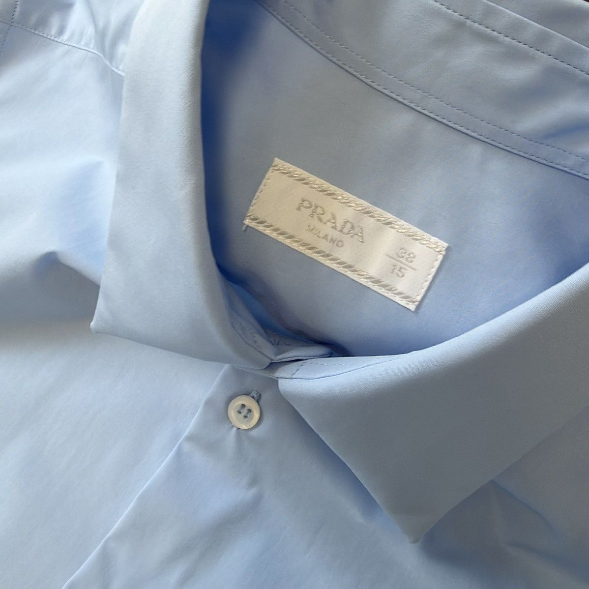 Prada S/S 24 Light Blue Cotton Boxy Fit Shirt Size US S / EU 44-46 / 1 - 5 Thumbnail
