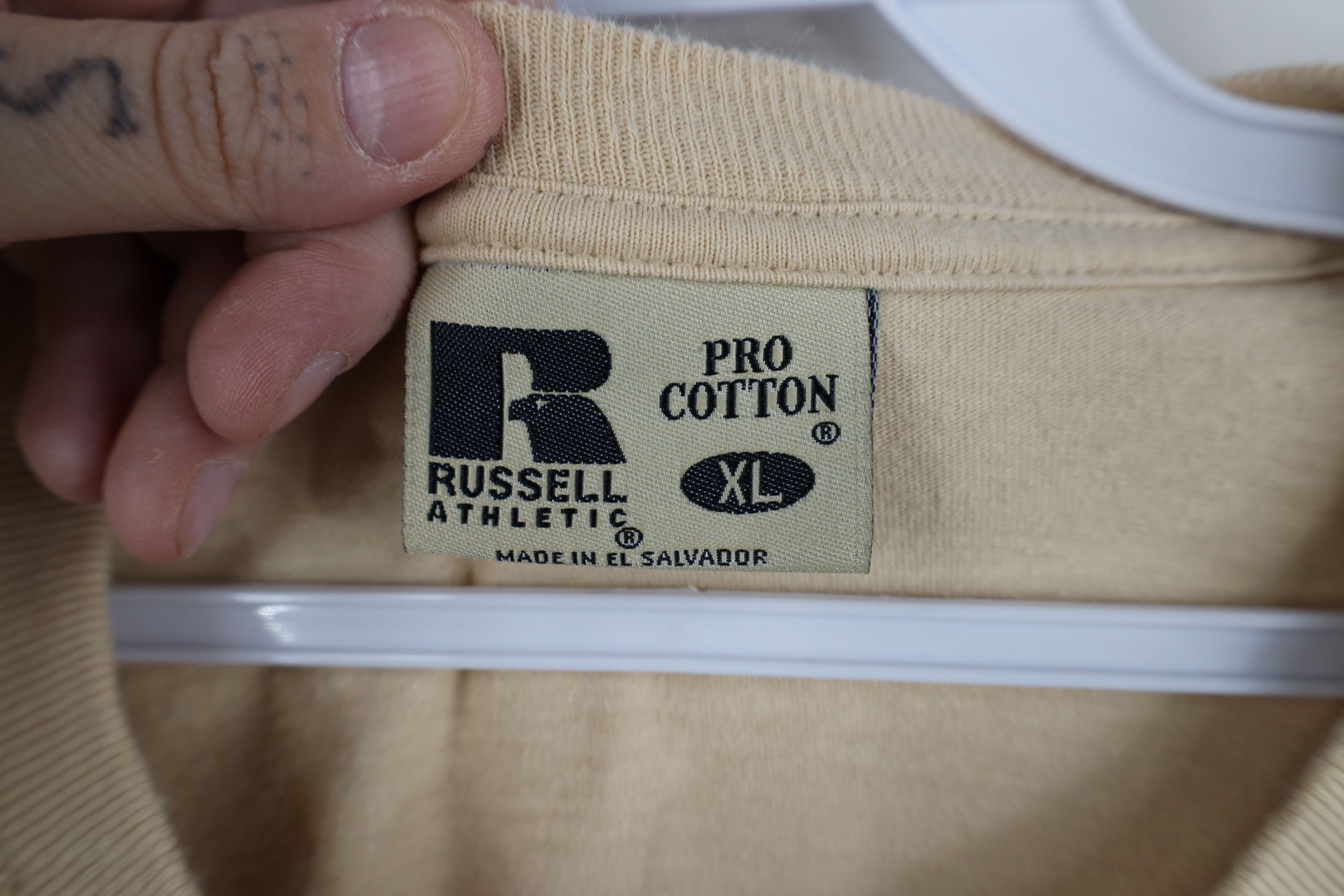 Russell Athletic Vintage 90s Russell Athletic Cotton T-Shirt Beige Khaki Size US XL / EU 56 / 4 - 9 Thumbnail
