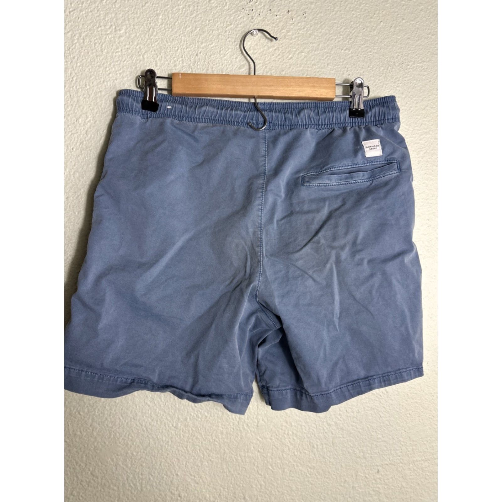 American Eagle Outfitters American Eagle Mens Small Blue Drawstring Shorts Cotton Lyocell 30x6 Size US 29 - 6 Thumbnail