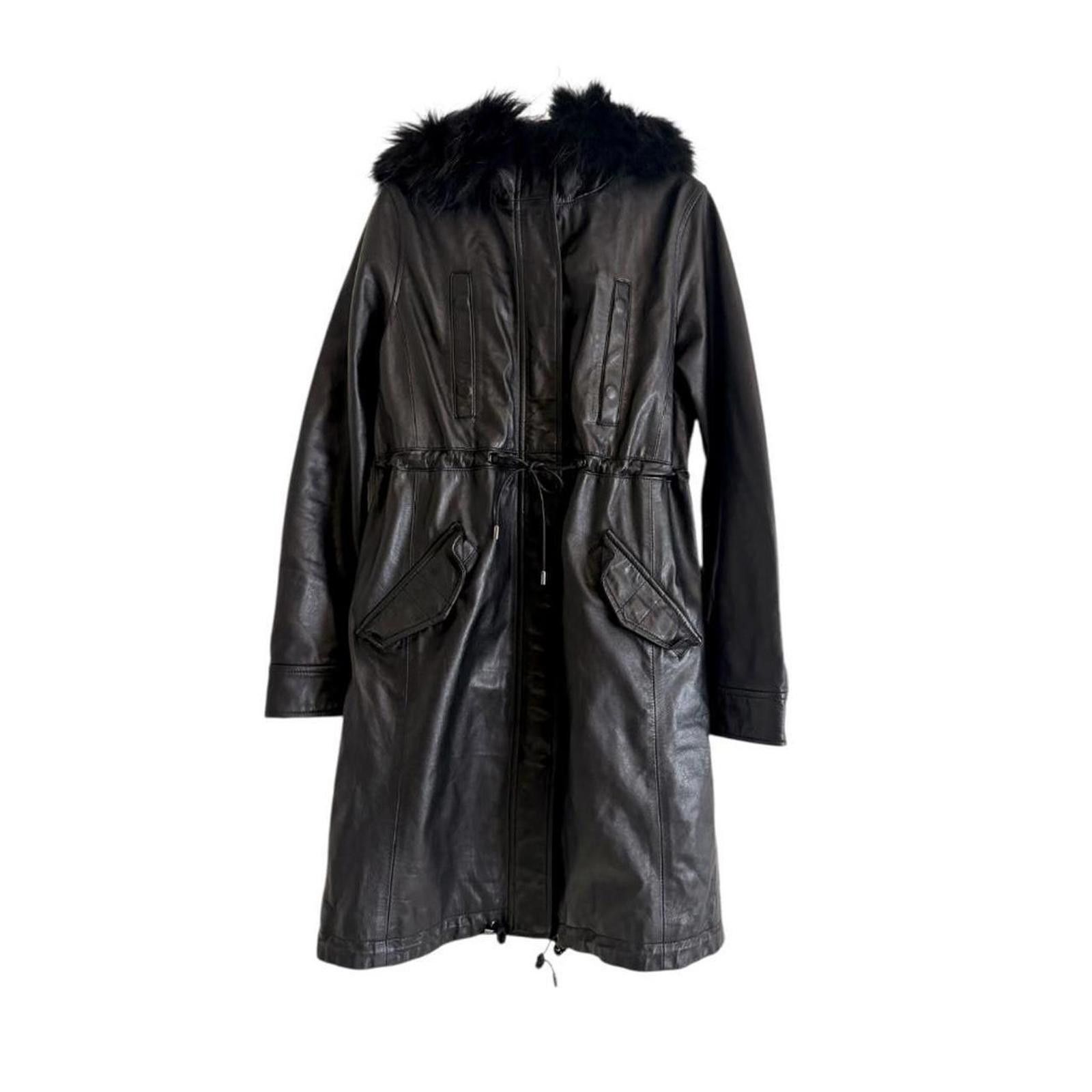 Other Real fur and leather whimsy goth grunge long coat jacket Size XS / US 0-2 / IT 36-38 - 1 Thumbnail