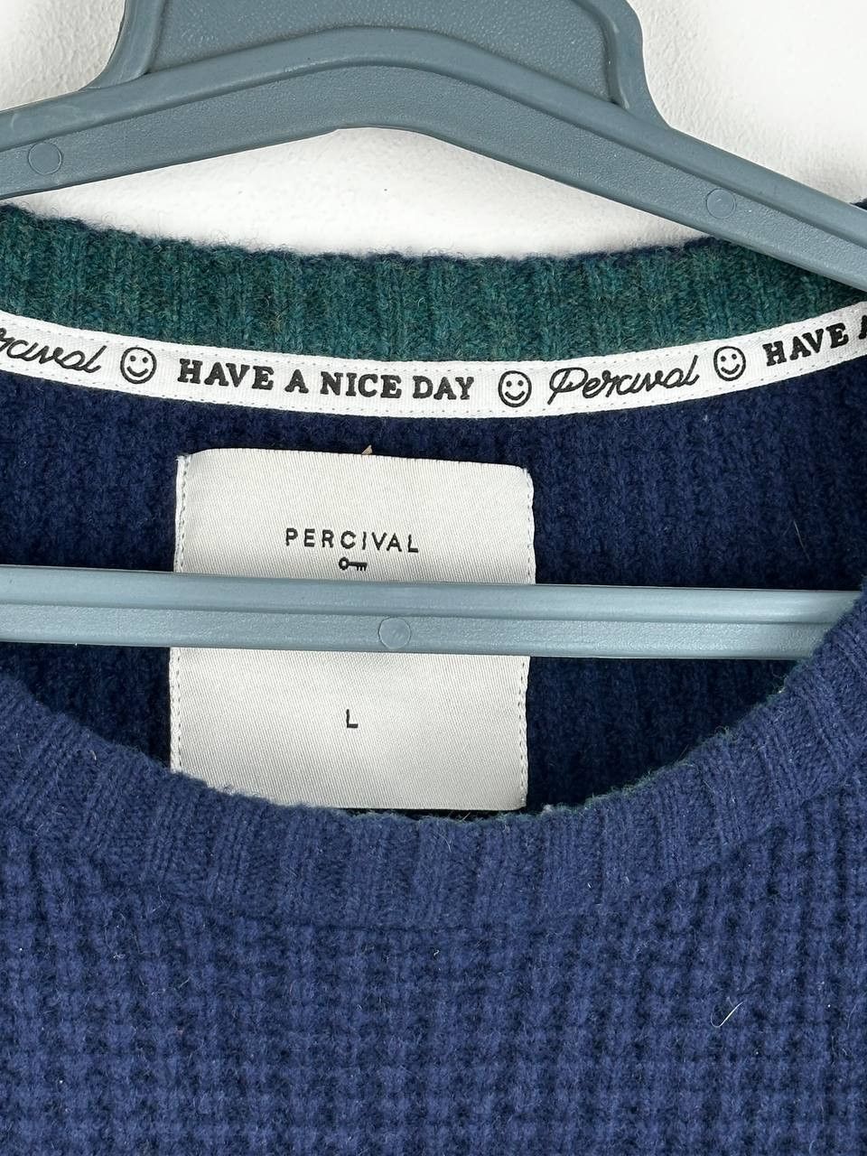 Percival Percival Casual Wool Blue Sweater Size L Size US L / EU 52-54 / 3 - 4 Thumbnail
