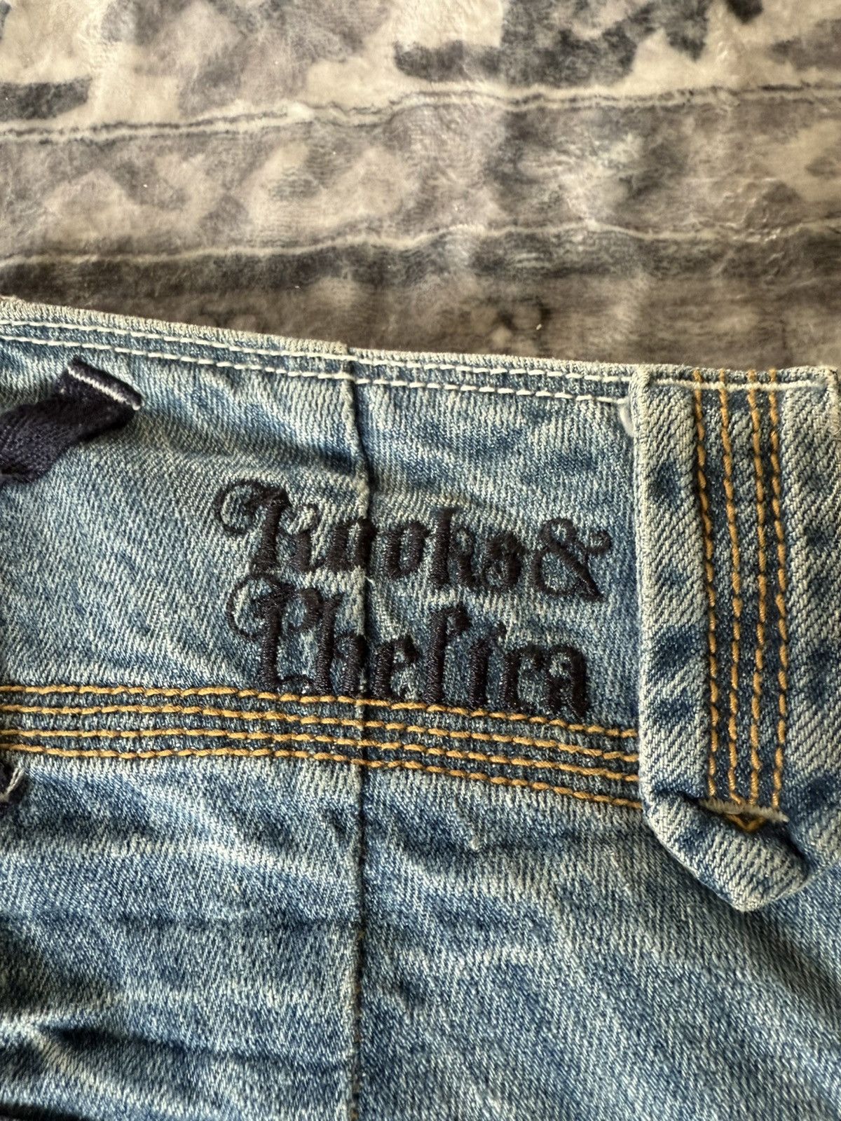 Japanese Brand Kooks & Phellica Flared Tribal Waist Skull Emblem Jeans Size US 28 / EU 44 - 20 Thumbnail
