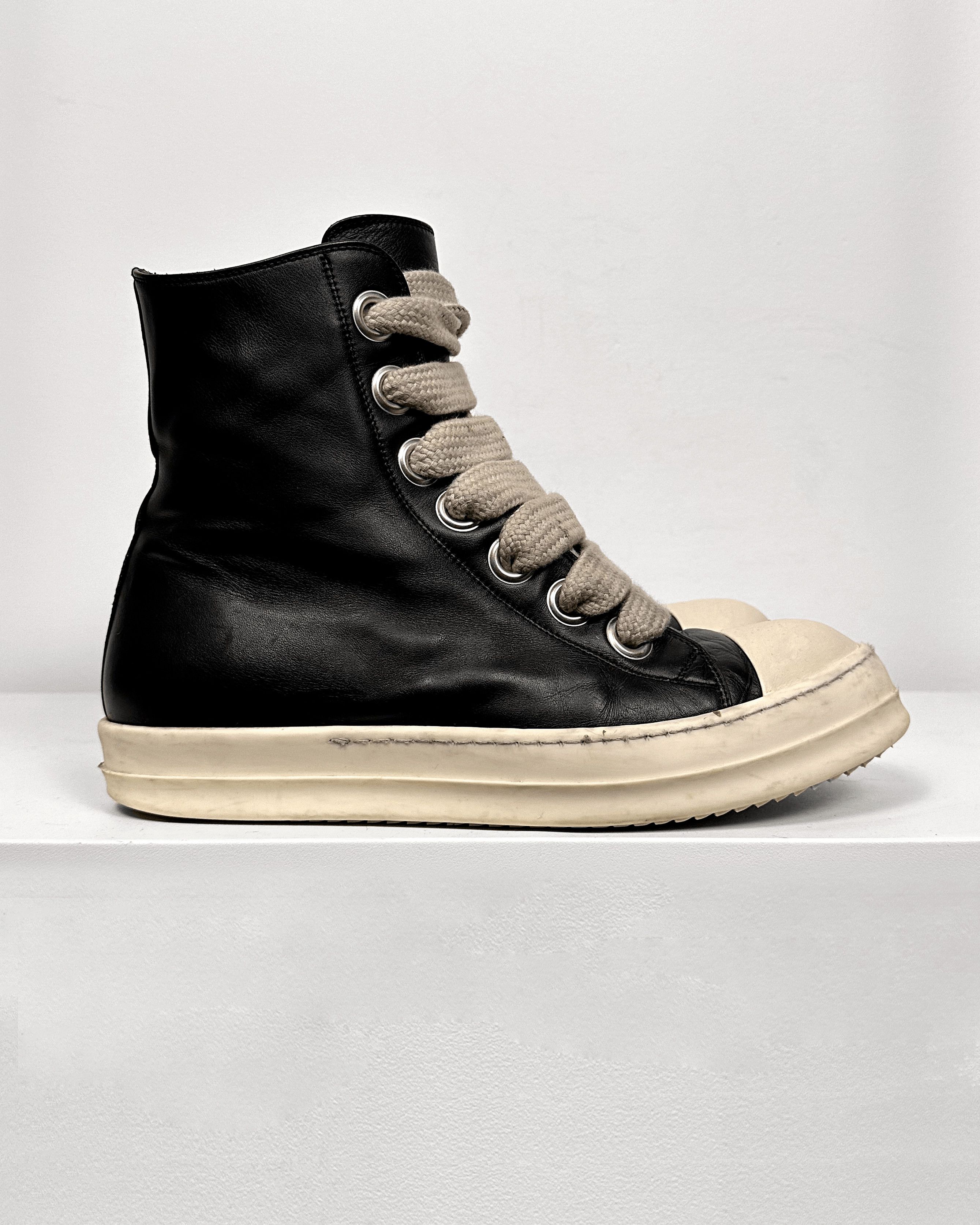 Rick Owens Rick Owens Leather Black Jumbo Lace Ramones Size US 11.5 / EU 44-45 - 3 Thumbnail