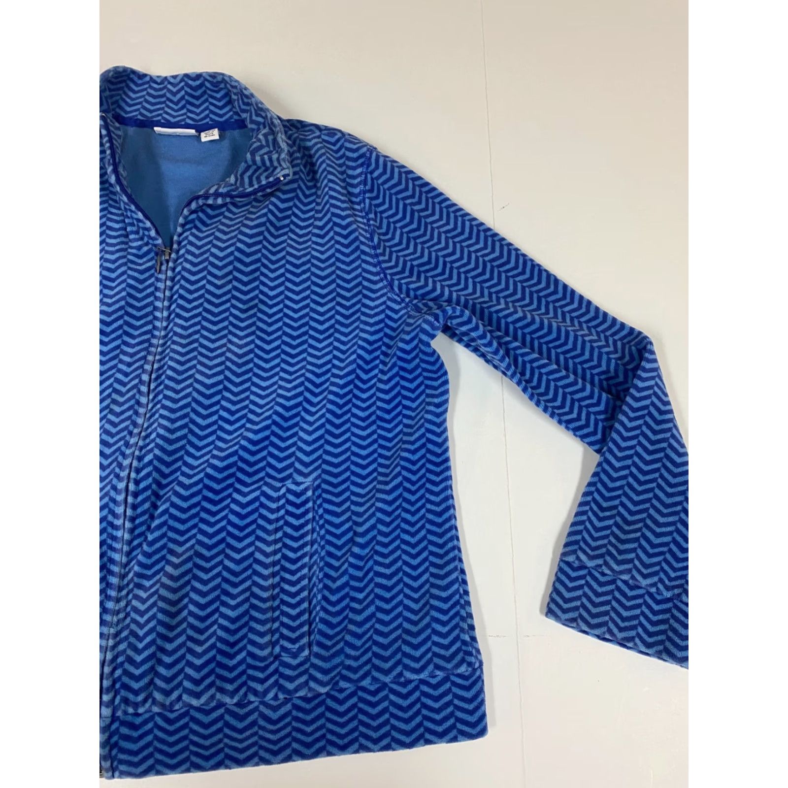 Vintage Kim Rogers Womens Sweater Full Zip Dolman Sleeves blue PM Petites Knit Logo Mock Neck Lightweight Size M / US 6-8 / IT 42-44 - 2 Thumbnail