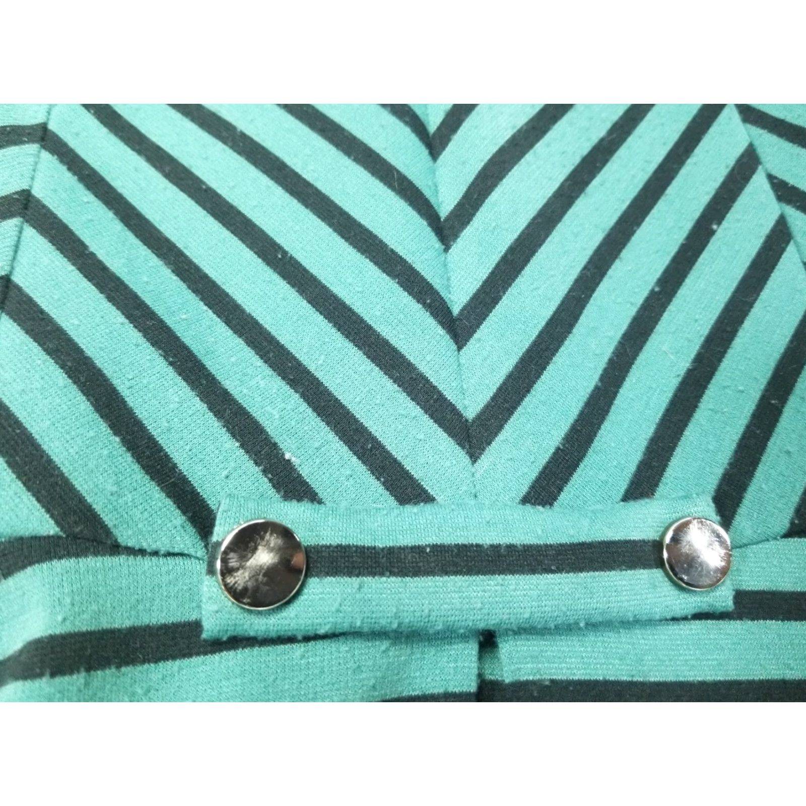 Vintage Fervour Green Striped Dress Short Sleeve Size Medium Size 32" / US 10 / IT 46 - 5 Thumbnail
