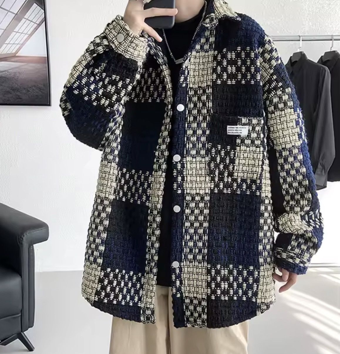 Japanese Brand Casual Plaid Knit Jaet Size US XXL / EU 58 / 5 - 7 Thumbnail