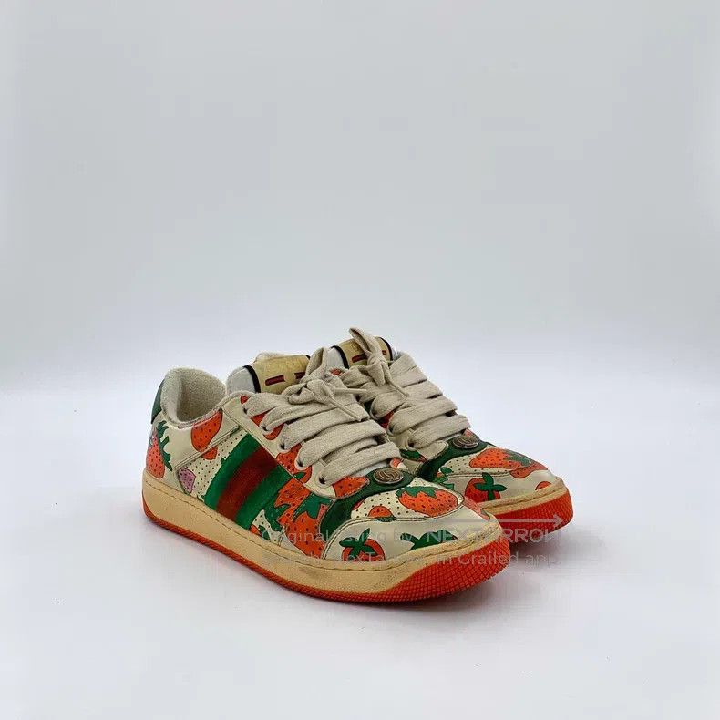 Gucci Gucci Screener colour-matched strawberry print lacing casu Size US 5.5 / IT 35.5 - 2 Thumbnail