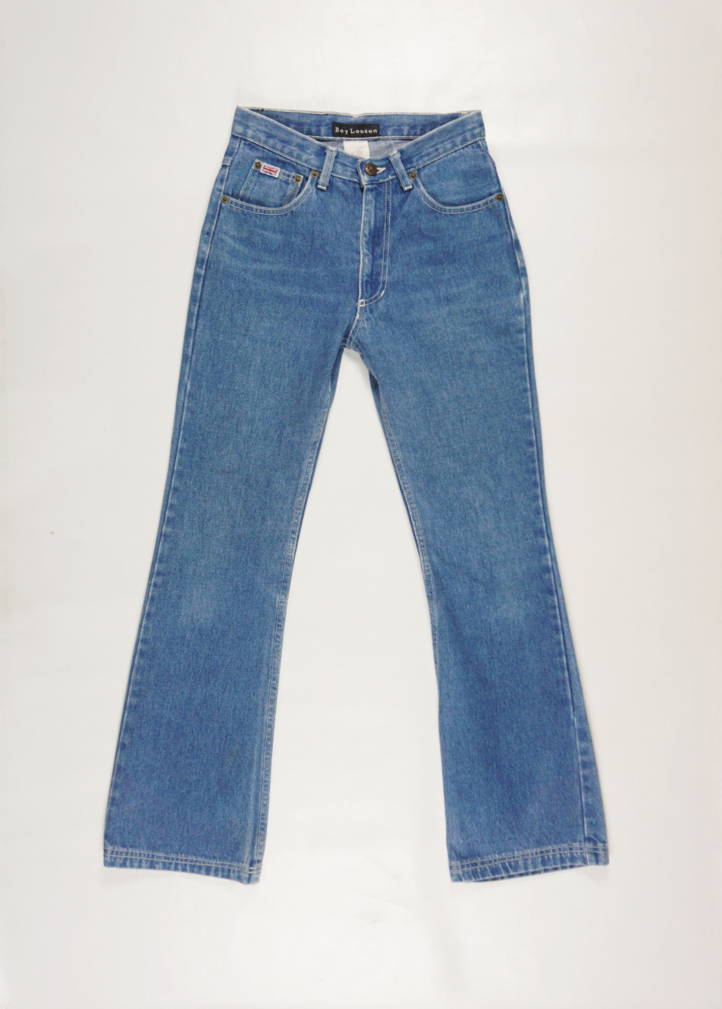 Boy London Vintage Made in USA Petite Medium Rise Flare Blue Jeans Size 27" / US 4 / IT 40 - 1 Thumbnail
