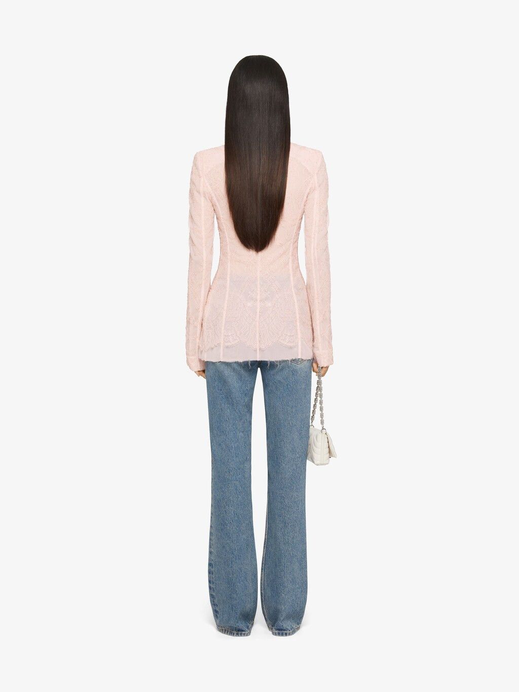 Givenchy o1w1db10325 Bi Lace Jacket in Blush Pink Size S / US 4 / IT 40 - 4 Thumbnail